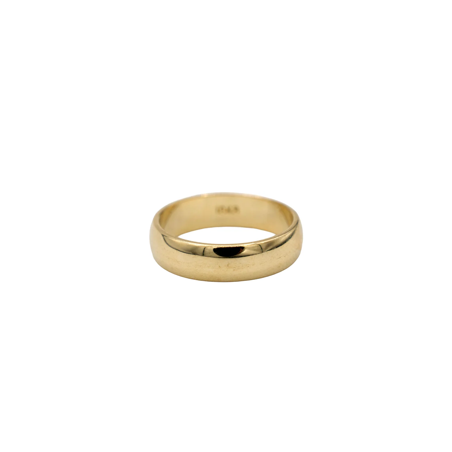 High Polish Rounded Band Ring in Solid Gold - 4mm