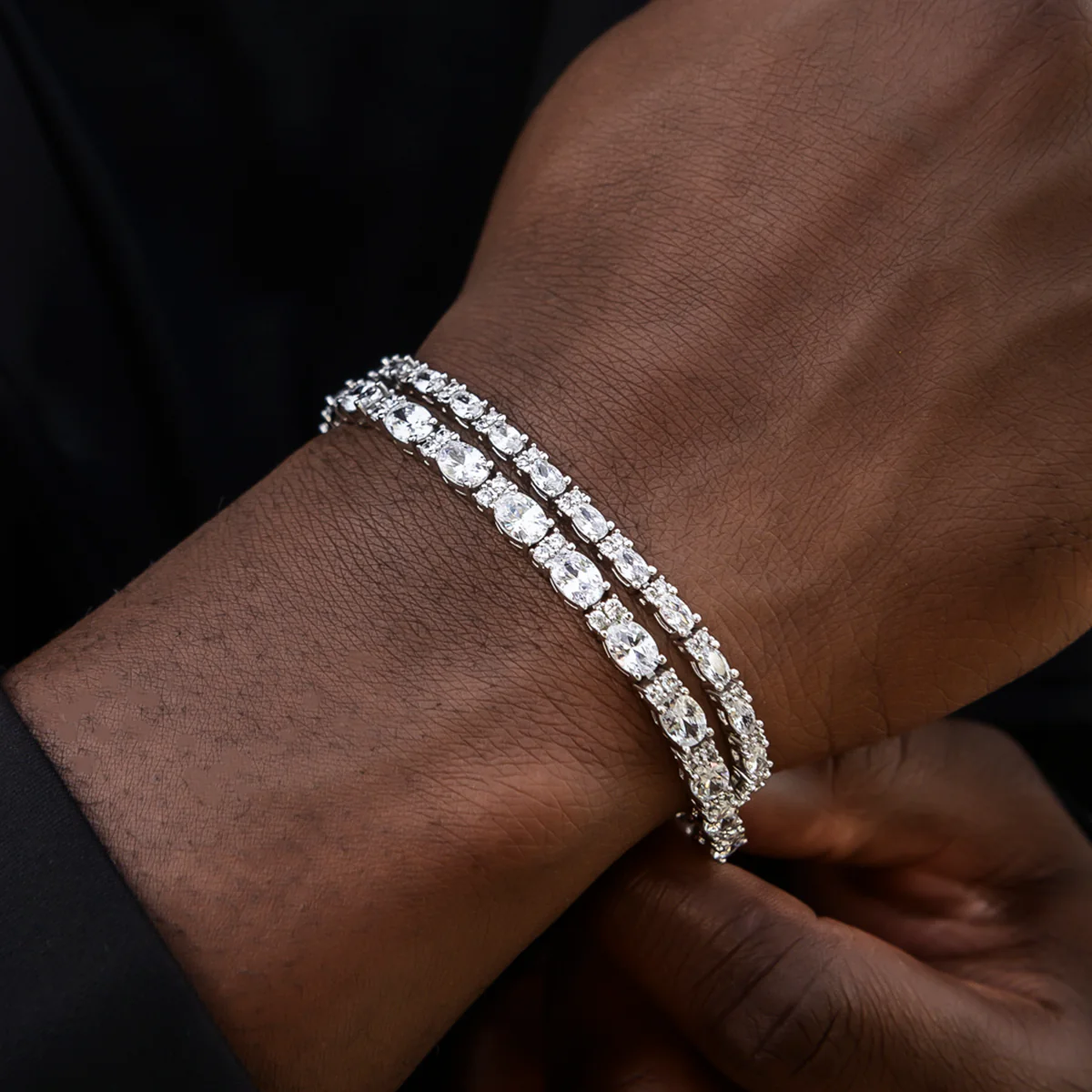 3mm + 5mm Diamond Mixed Oval Cut Tennis Bracelet Bundle