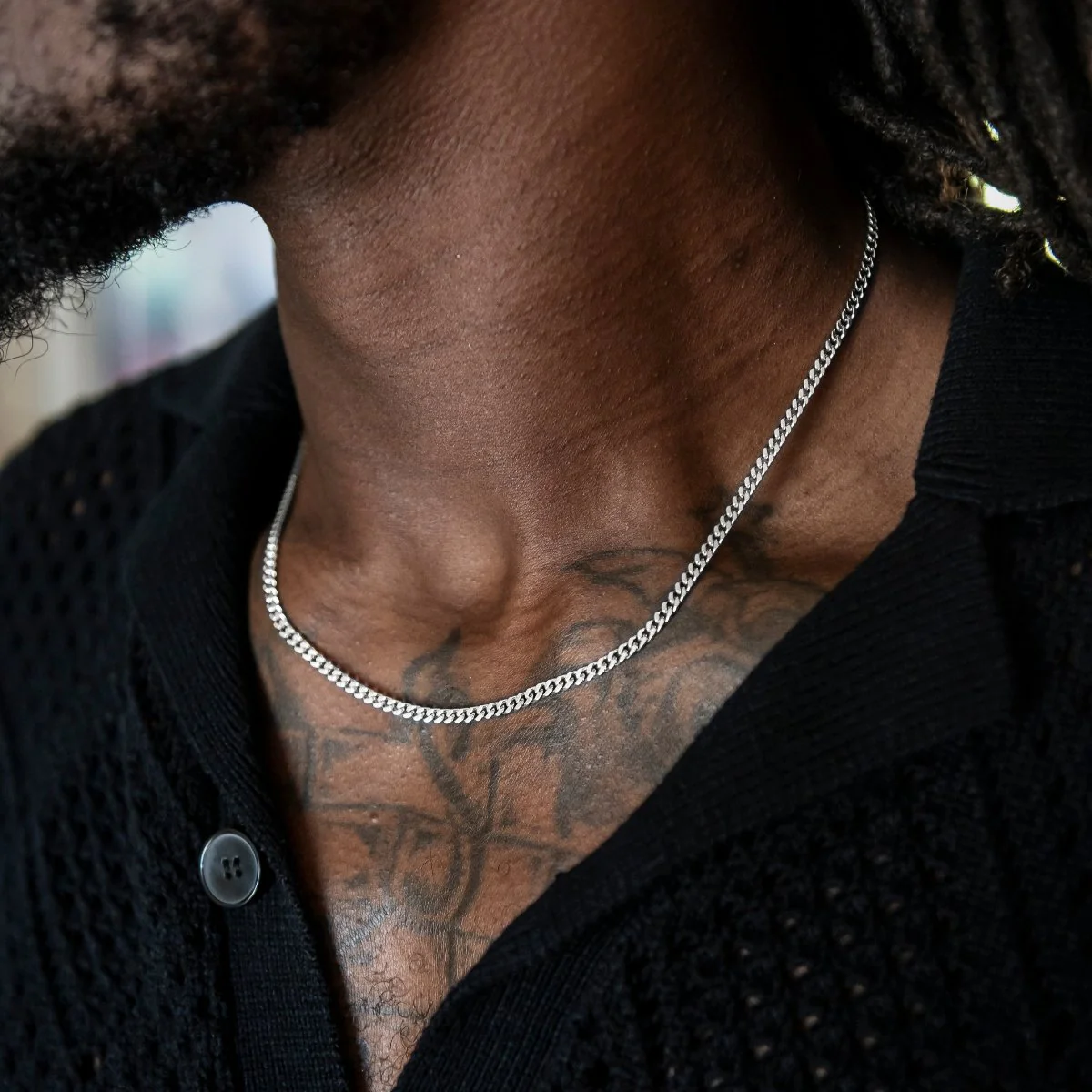 Micro Cuban Chain + Bracelet in White Gold- 3mm