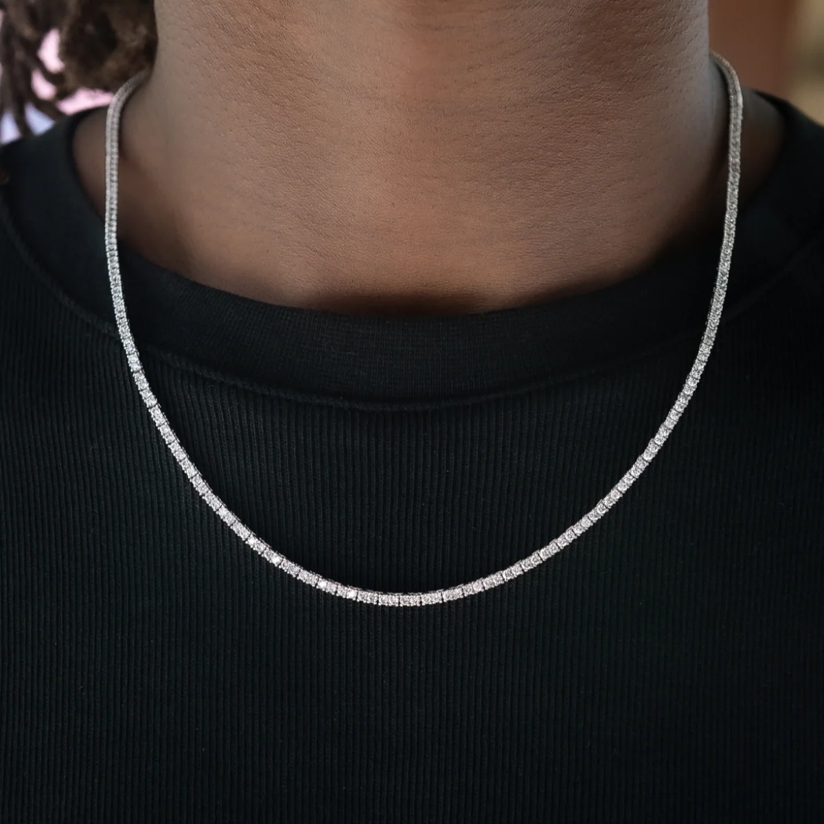 Diamond Tennis Chain + Bracelet Bundle in White Gold- 2mm