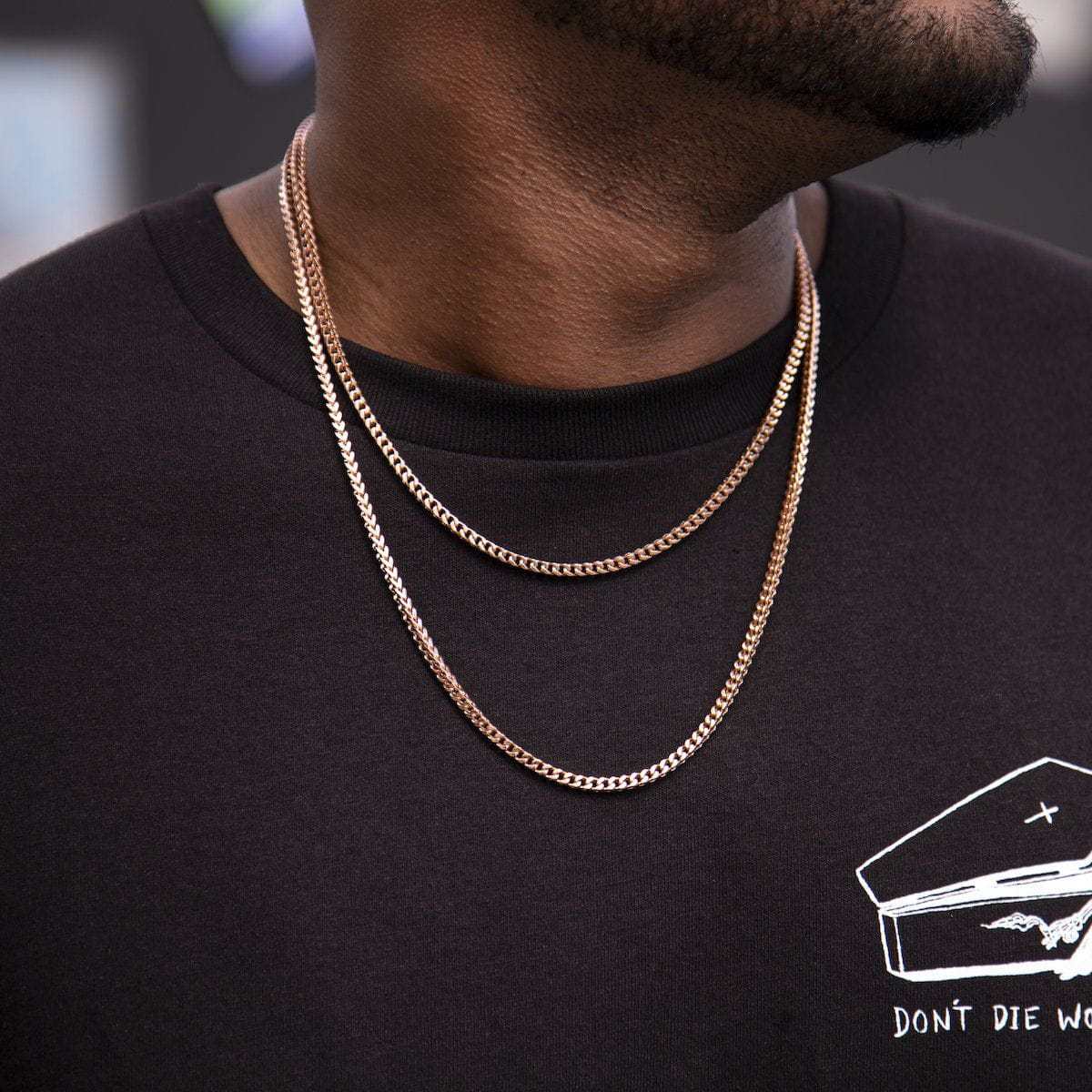 Franco Chain + Bracelet Bundle in Rose Gold- 3mm