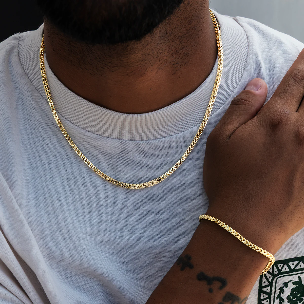 Franco Chain + Bracelet Bundle in Yellow Gold- 3mm
