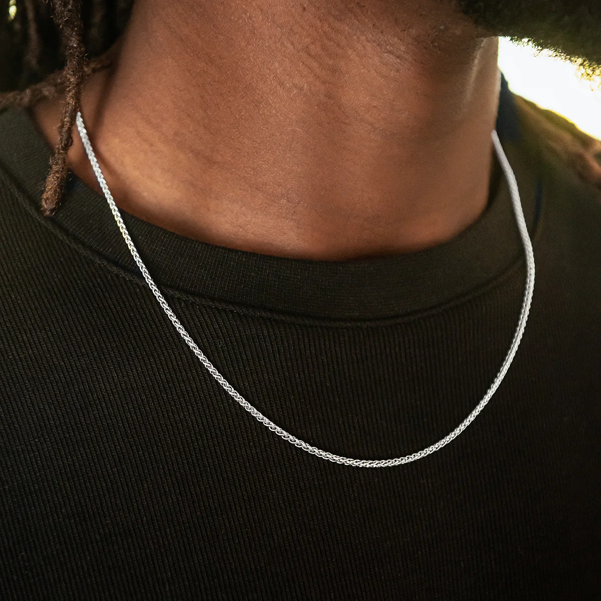 Palm Chain + Bracelet Bundle in White Gold- 2mm