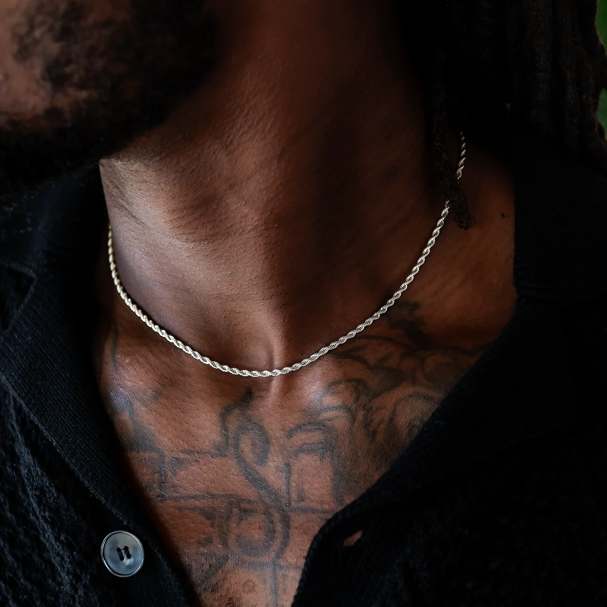 Rope Chain + Bracelet Bundle in White Gold- 2mm