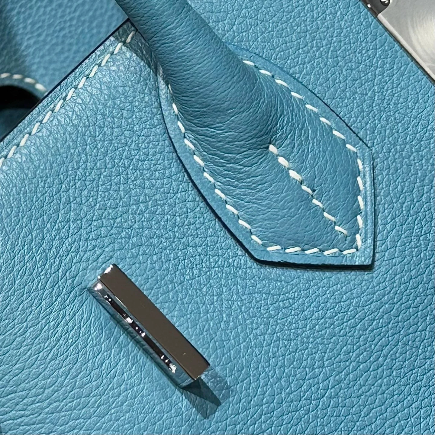 HERMES 25S SHOULDER BIRKIN 29 IN DENIM BLUE CALFSKIN SILVER HARDWARE