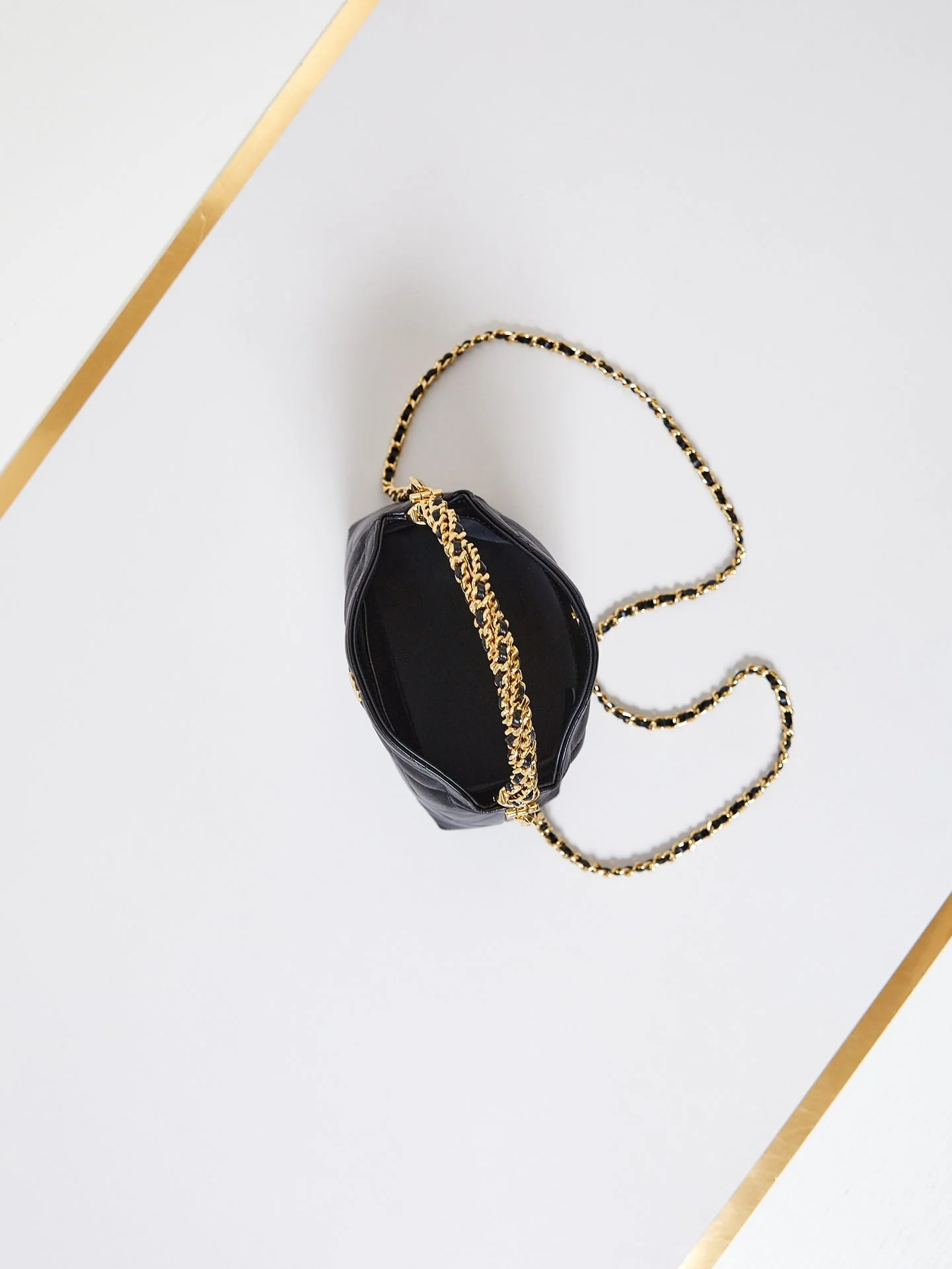 HOBO BAG 18 IN BLACK SOFT LAMBSKIN GOLD CHAIN