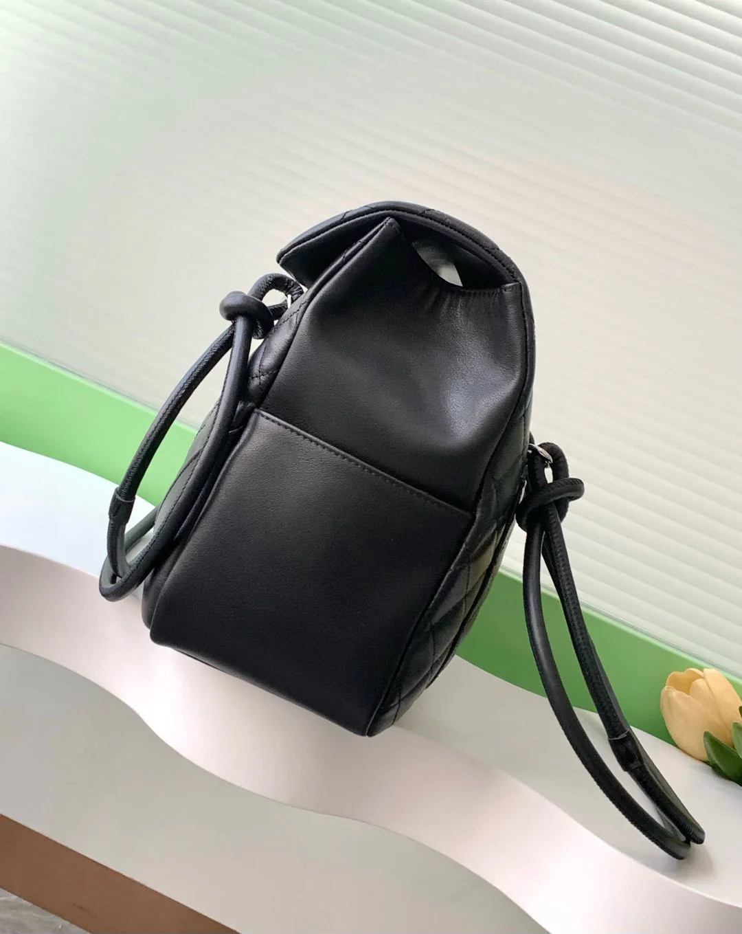 CHANEL CAMBON LARGE FLAP 25S 33 CM IN BLACK CALFSKIN WITH LOGO