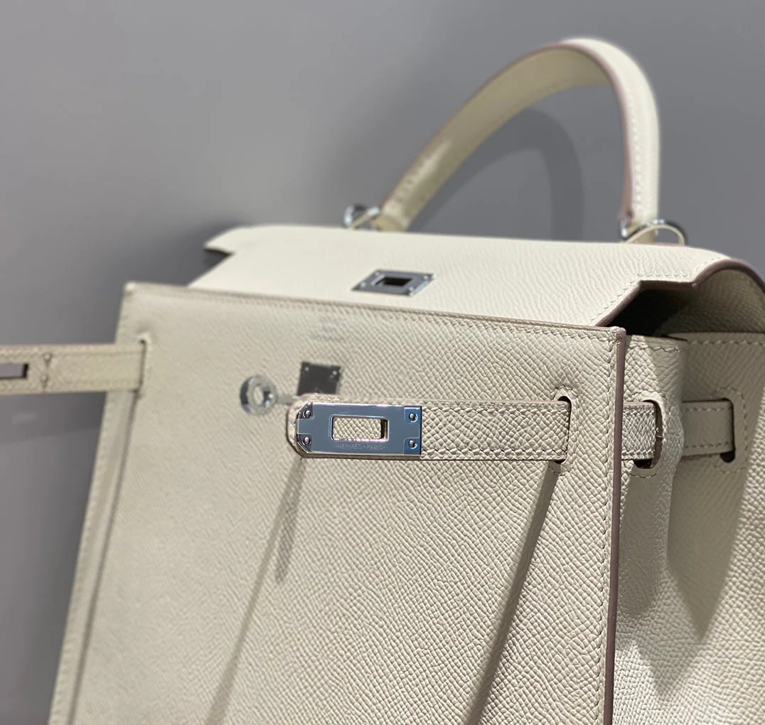 KELLY 25CM IN NATA EPSOM CALFSKIN SILVER HARDWARE