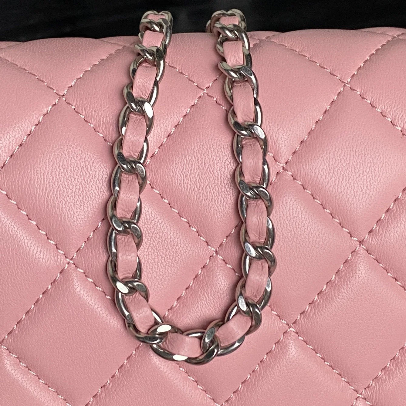 CHANEL 25S FLAP BAG 23 IN LIGHT PINK CALFSKIN SILVER HARDWARE