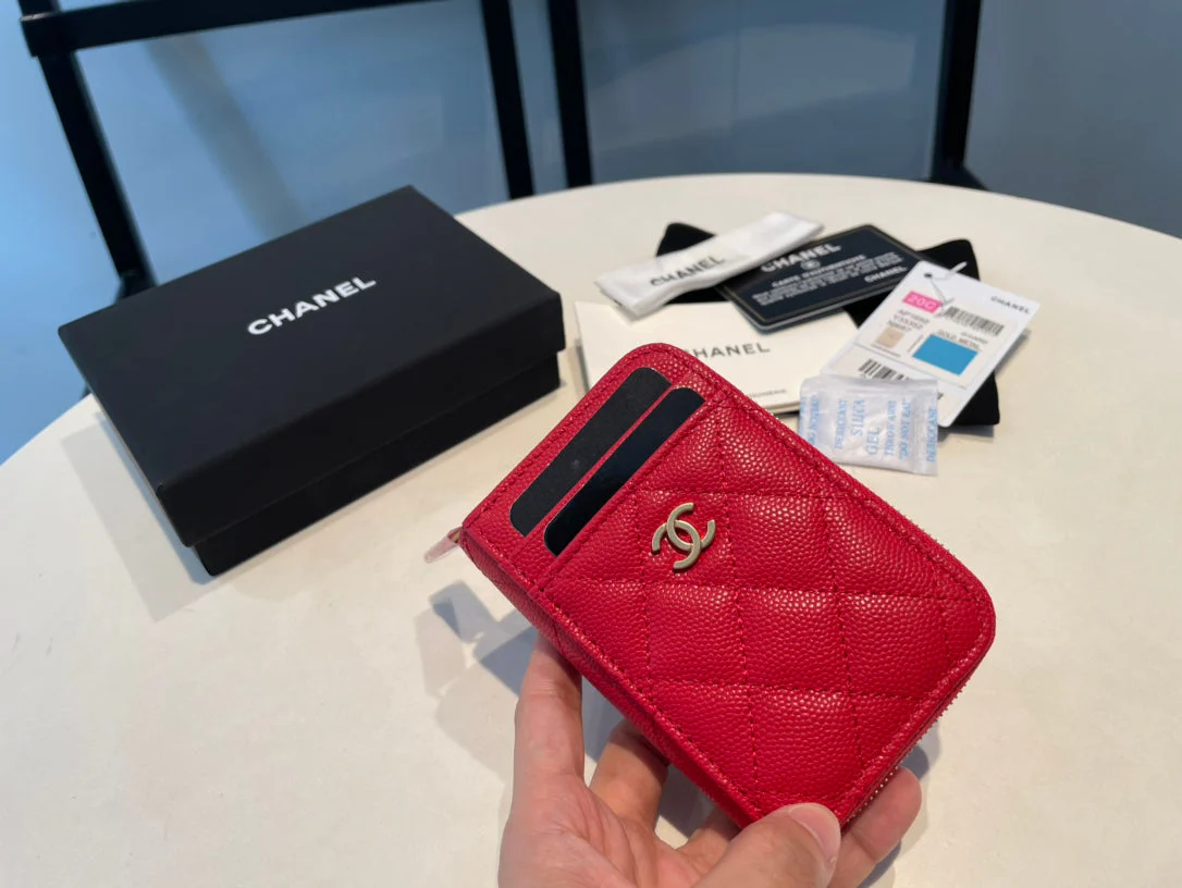 CC ZIPPED COIN PURSE 11 RED GRAINED CALFSKIN