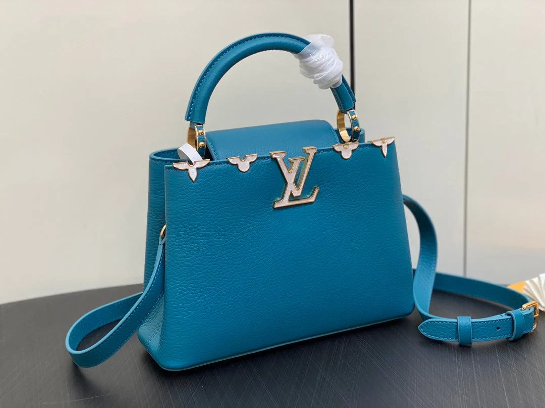 CAPUCINES BB 27 BLUE TAURILLON GOLD  HARDWARE
