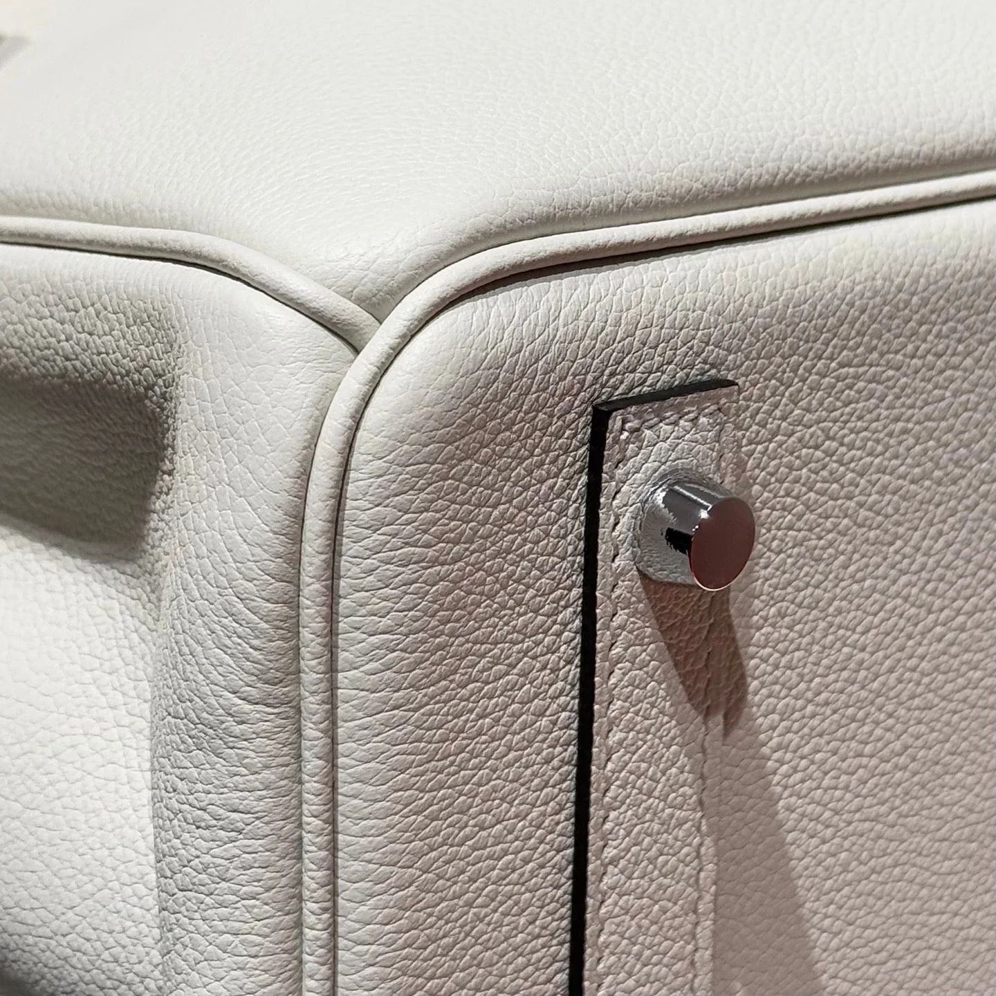 HERMES 25S SHOULDER BIRKIN 29 IN MILKY WHITE CALFSKIN SILVER HARDWARE