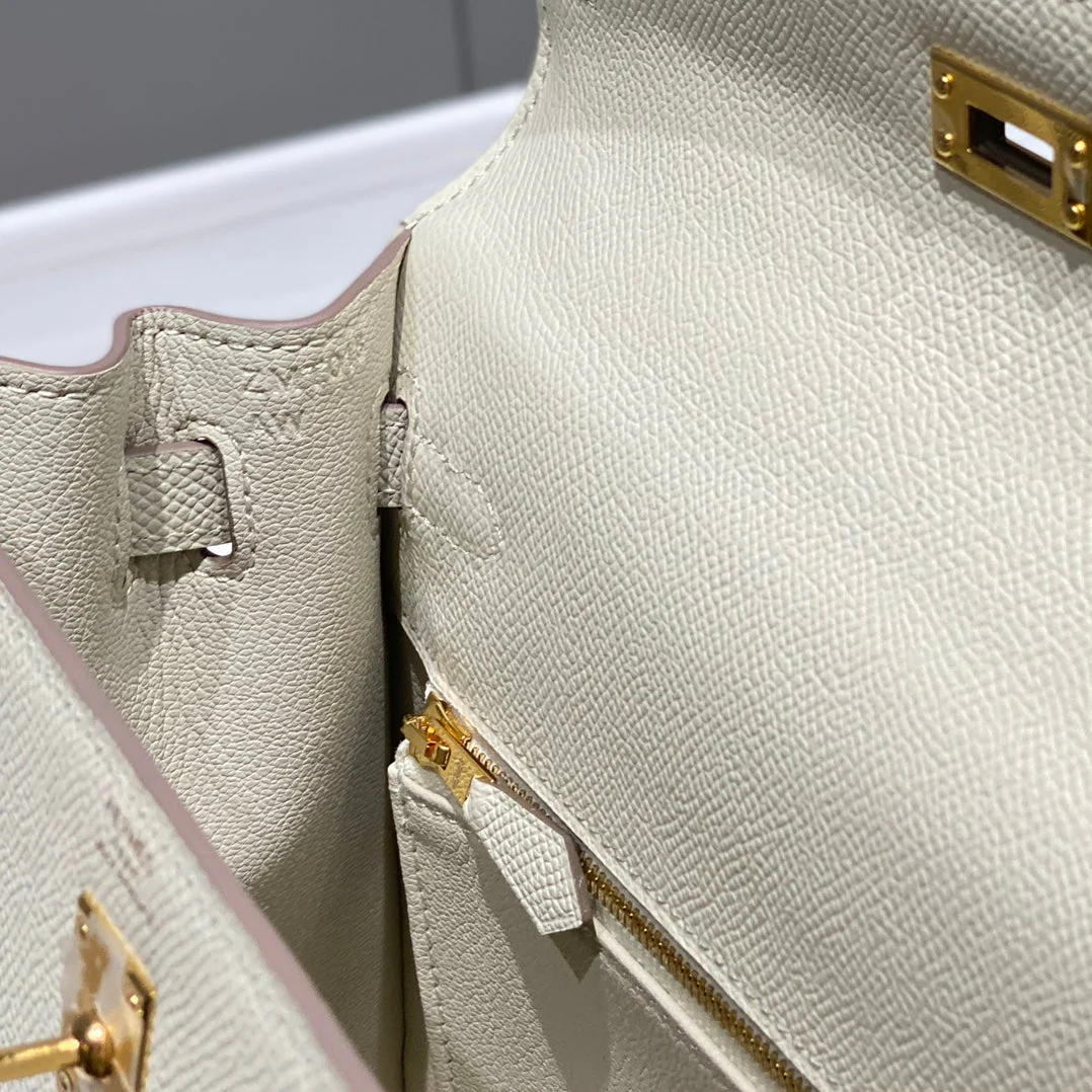 KELLY 25CM IN NATA EPSOM CALFSKIN GOLD HARDWARE