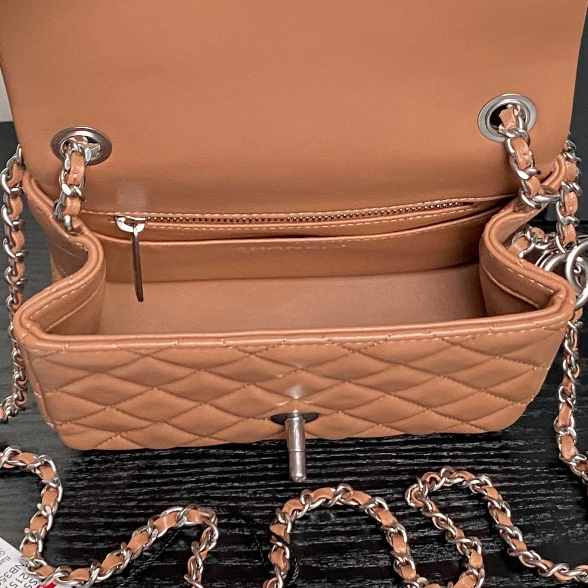 CHANEL 25S MINI FLAP BAG 18 IN DARK CARAMEL CALFSKIN