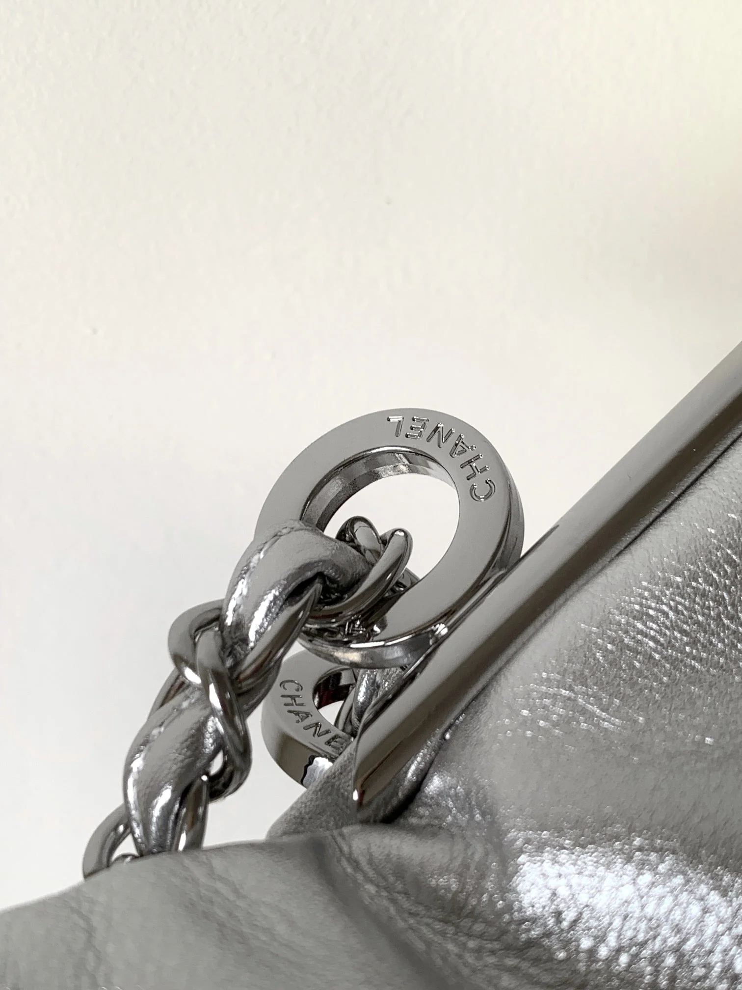 CHANEL 25S HOBO BAG 30 CM IN SILVER SMOOTH CALFSKIN