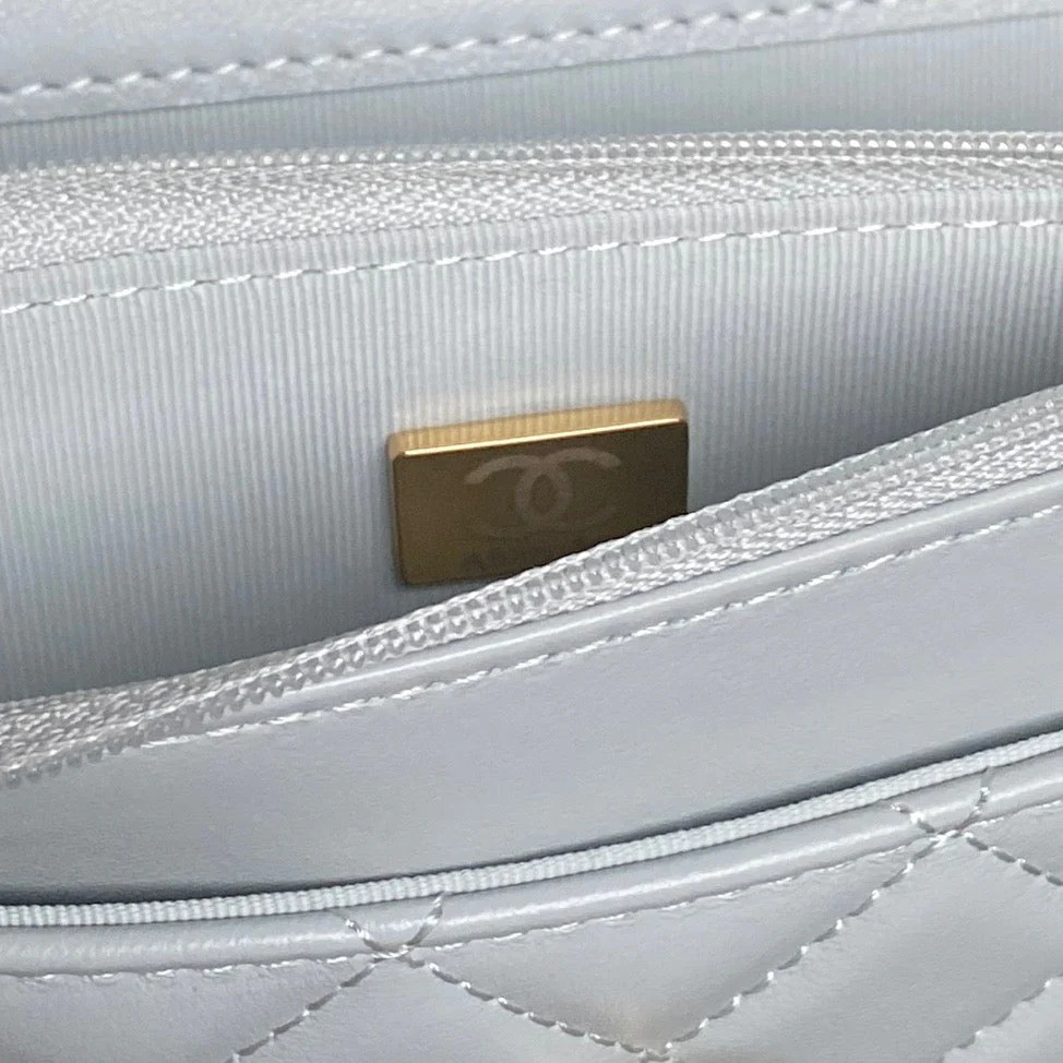 CHANEL 25S CHAIN WALLET 19 IN LIGHT BLUE LAMBSKIN GOLD HARDWARE