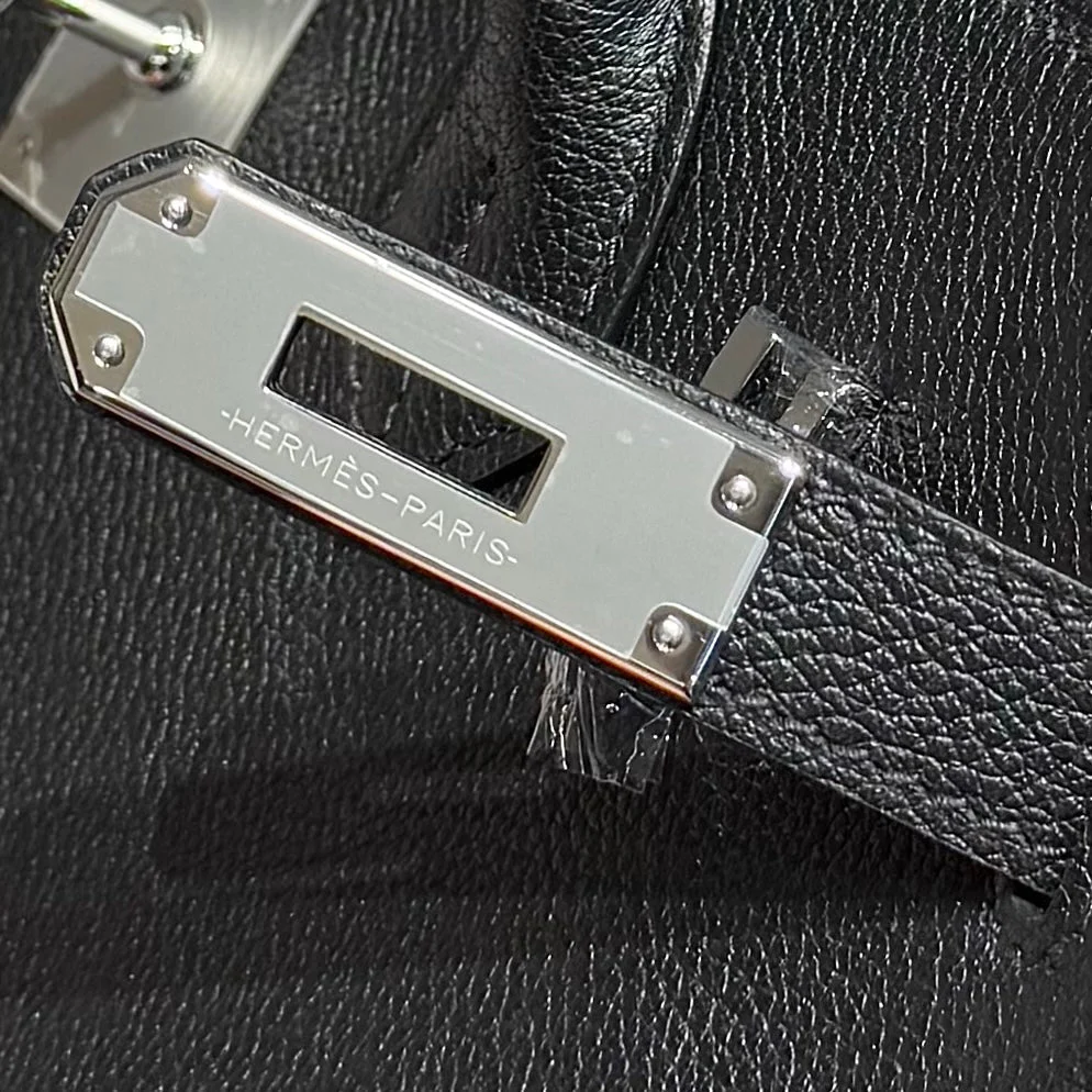 HERMES 25S SHOULDER BIRKIN 29 IN BLACK CALFSKIN SILVER HARDWARE