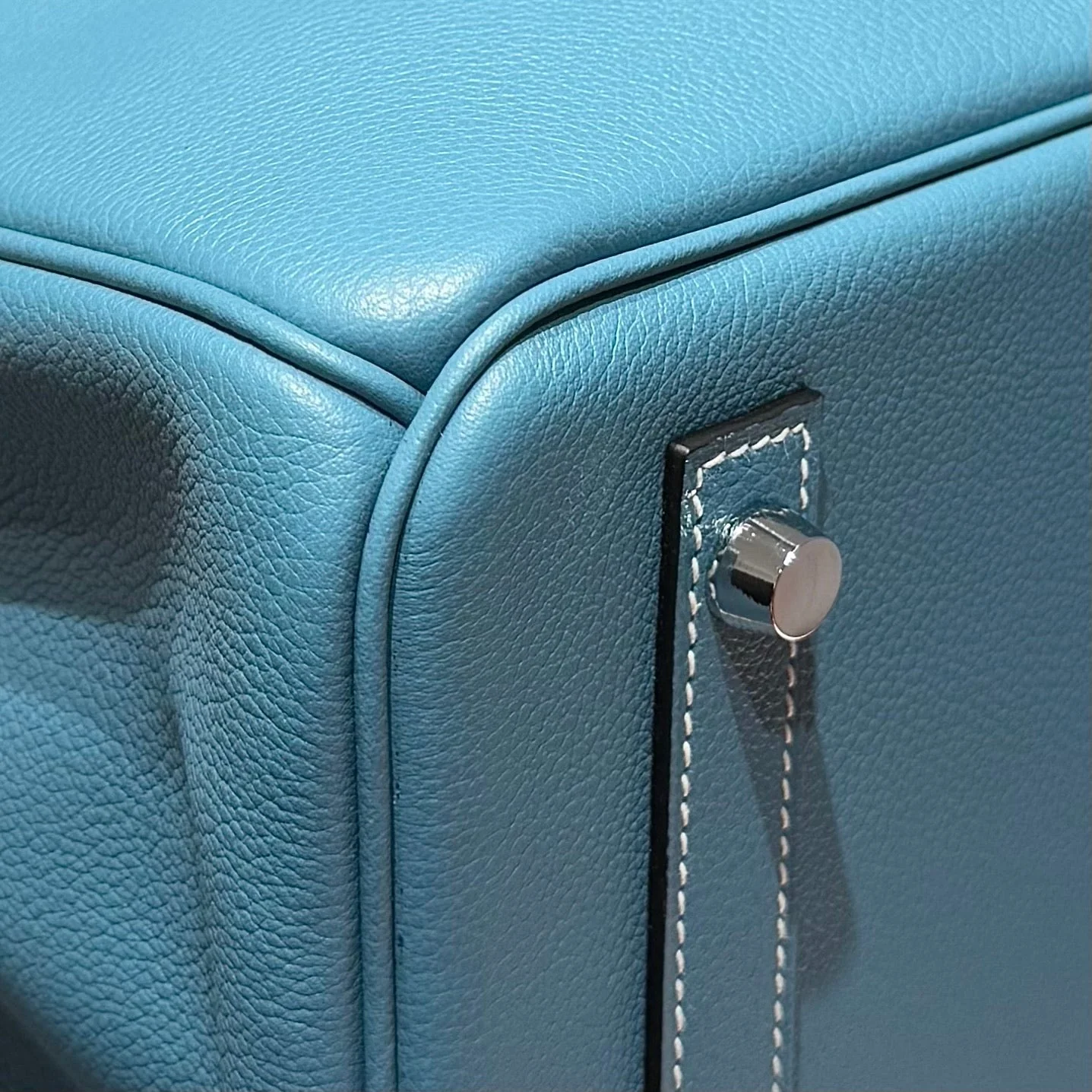 HERMES 25S SHOULDER BIRKIN 29 IN DENIM BLUE CALFSKIN SILVER HARDWARE