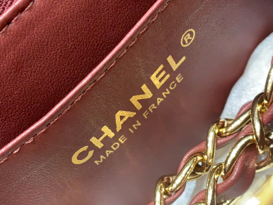 MINI SQUARE FLAP BAG 17CM BURGUNDY LAMBSKIN GOLD HARDWARE