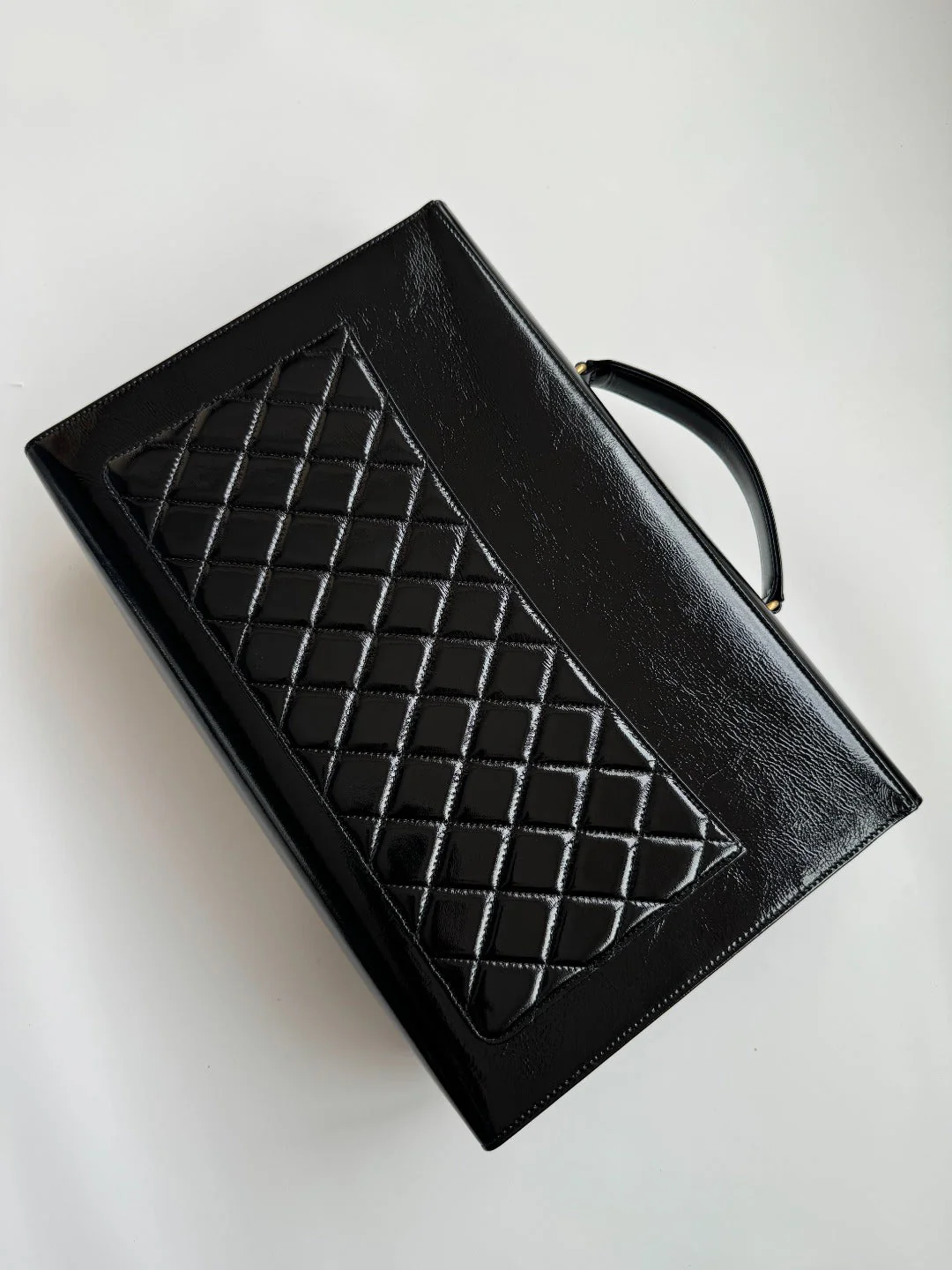 CHANEL 25S TOP HANDLE BAG 36 CM IN BLACK LAMBSKIN WITH GOLD HARDWARE