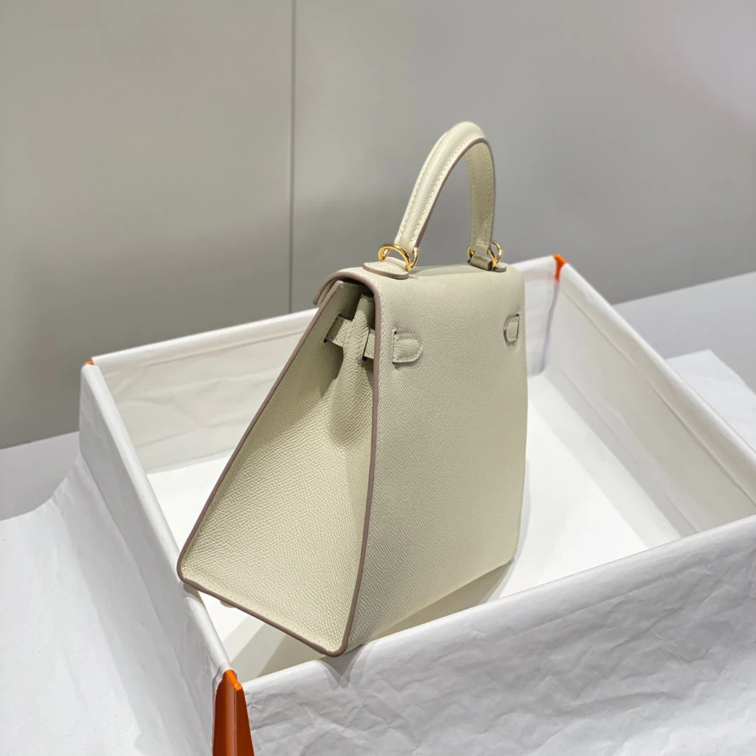 KELLY 25CM IN NATA EPSOM CALFSKIN GOLD HARDWARE