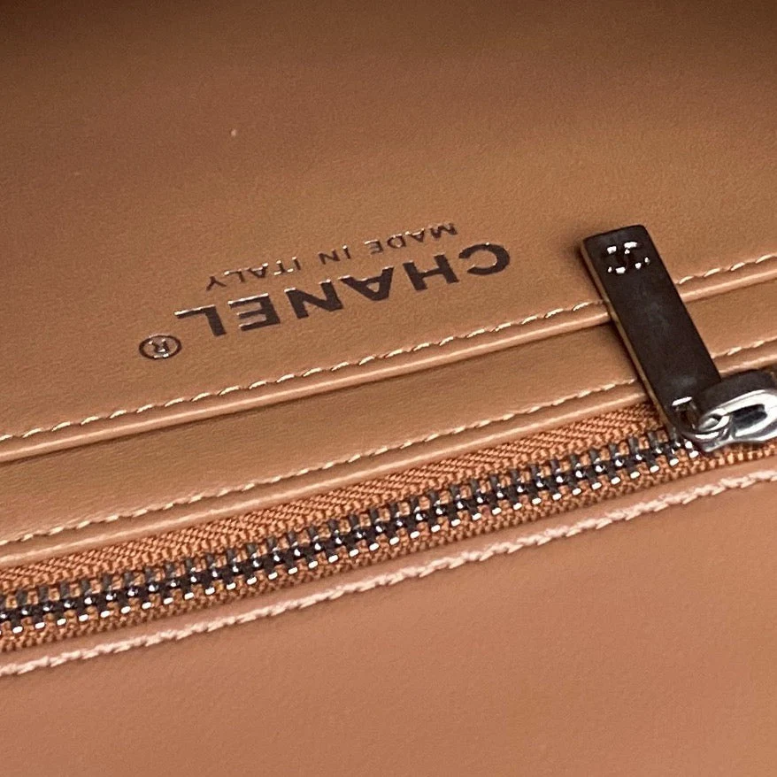 CHANEL 25S FLAP BAG 23 IN DARK CARAMEL CALFSKIN SILVER HARDWARE