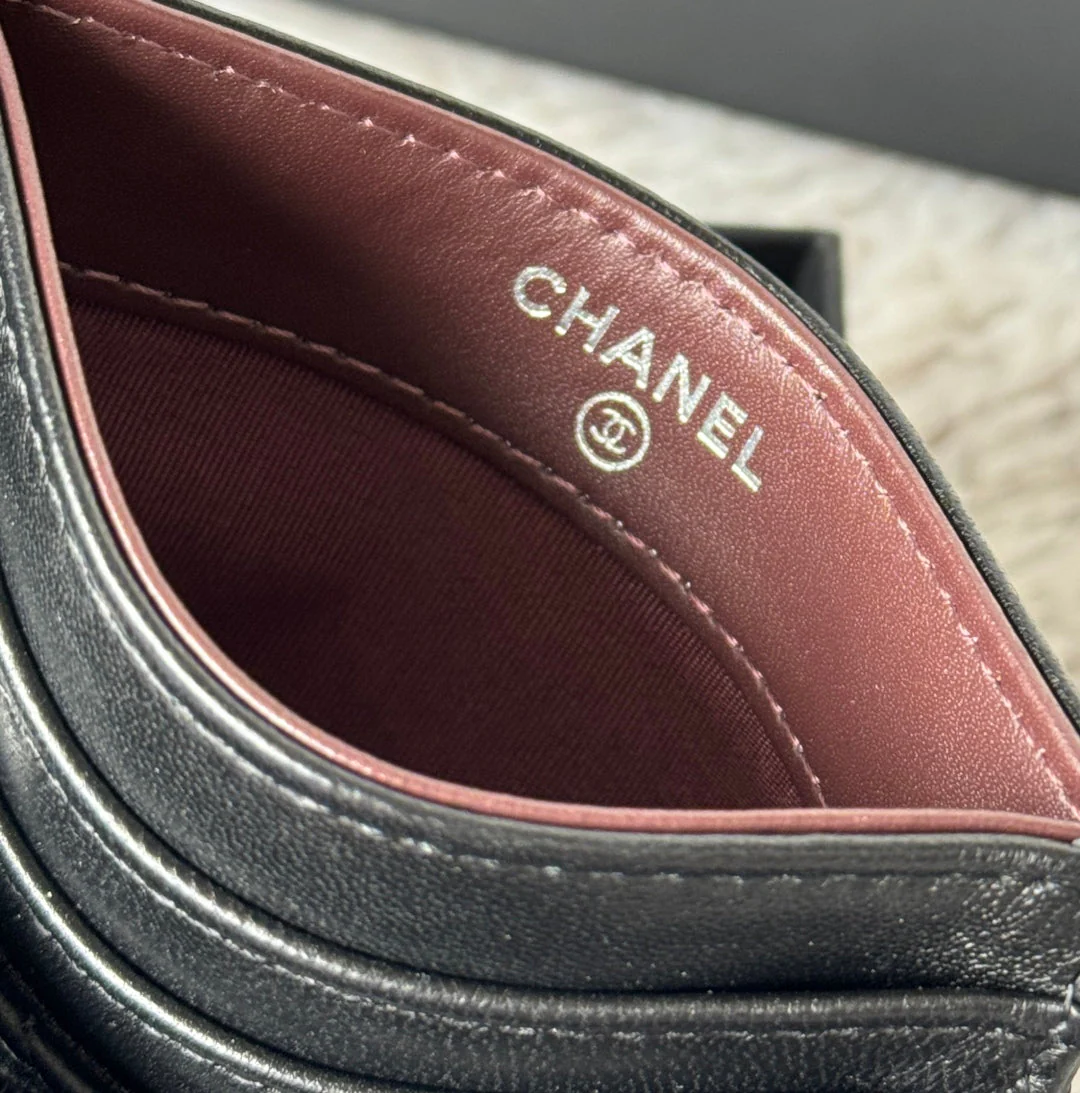 CHANEL 25S CARD HOLDER 11 IN BLACK LAMBSKIN SILVER HARDWARE