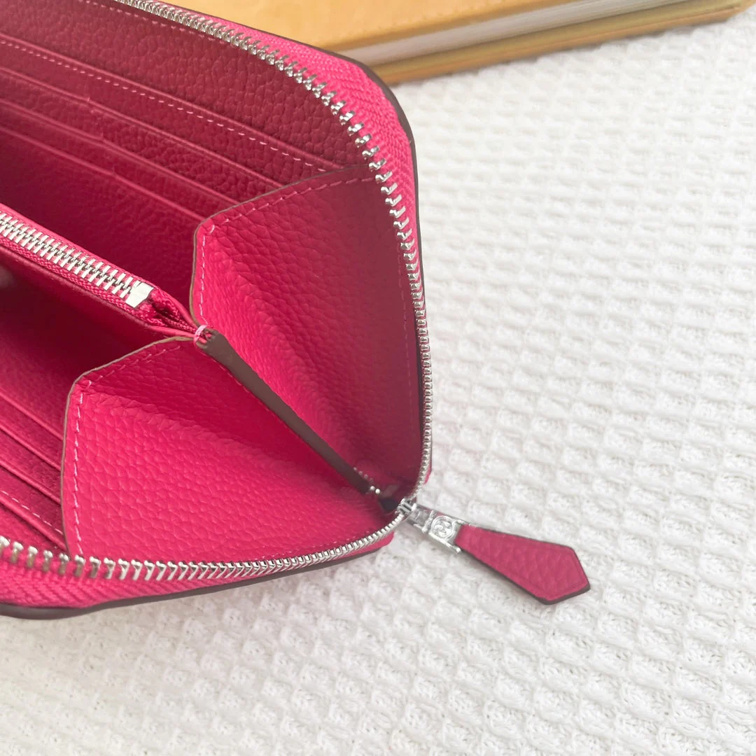 HM SILK'IN CLASSIC WALLET 20 RED PINK GRAINED CALFSKIN