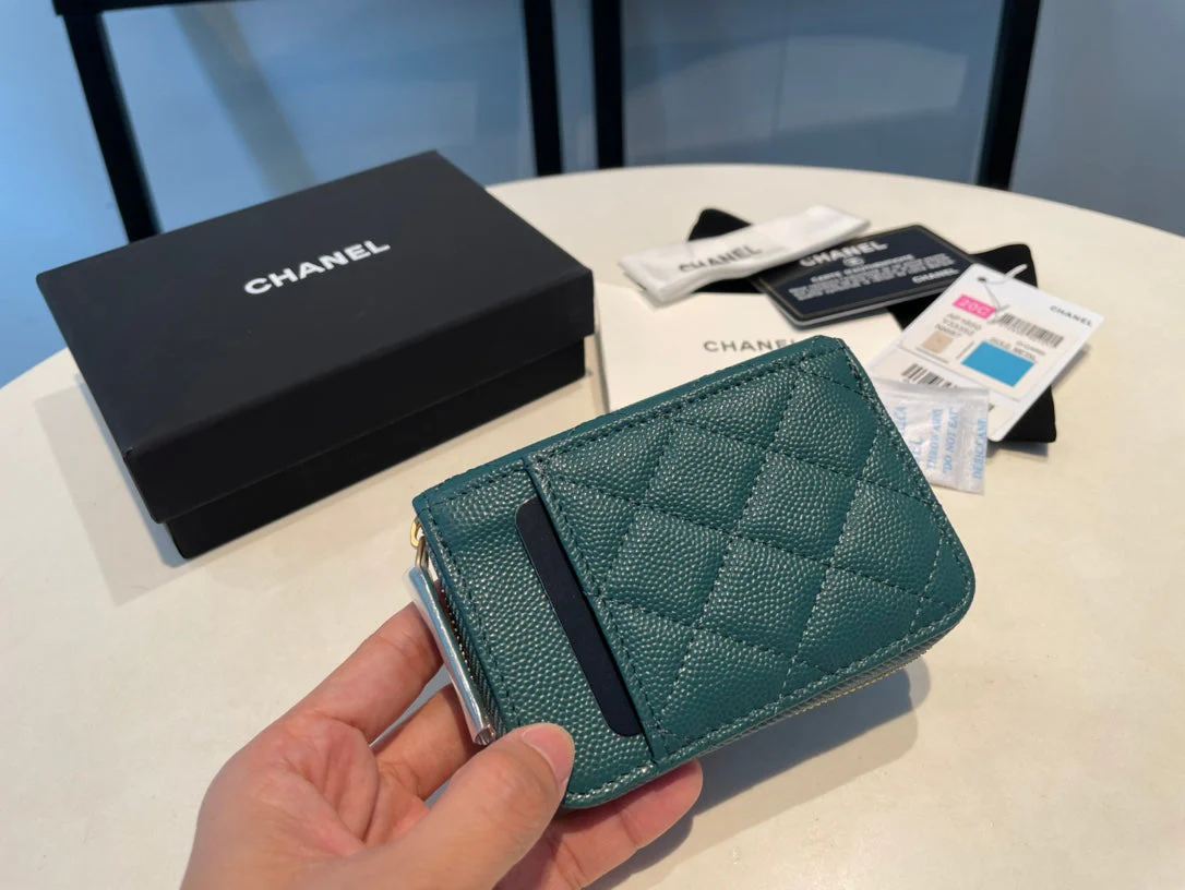 CC ZIPPED COIN PURSE 11 OCEAN GRAINED CALFSKIN