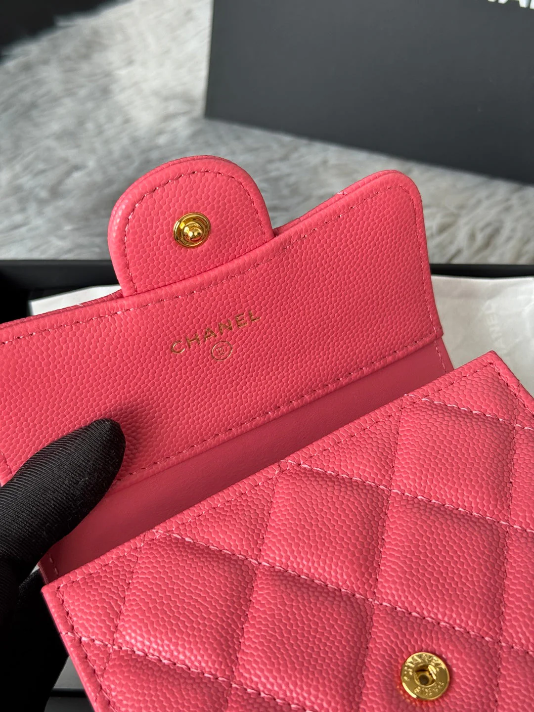CHANEL 25S CF SMALL TRI FOLD WALLET 11 IN WATERMELON CAVIAR GOLD HARDWARE