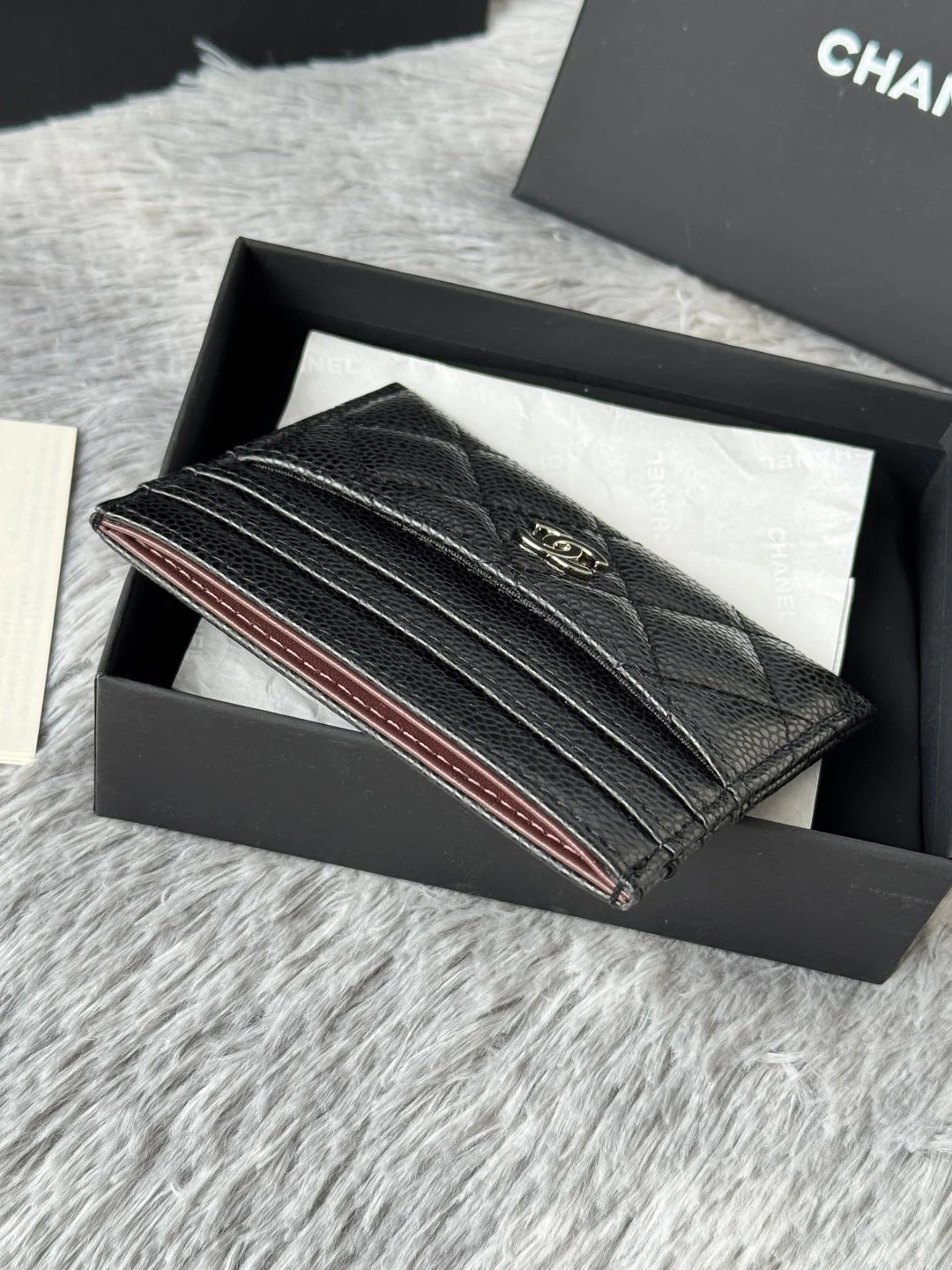CHANEL 25S CARD HOLDER 11 IN BLACK CAVIAR SILVER HARDWARE