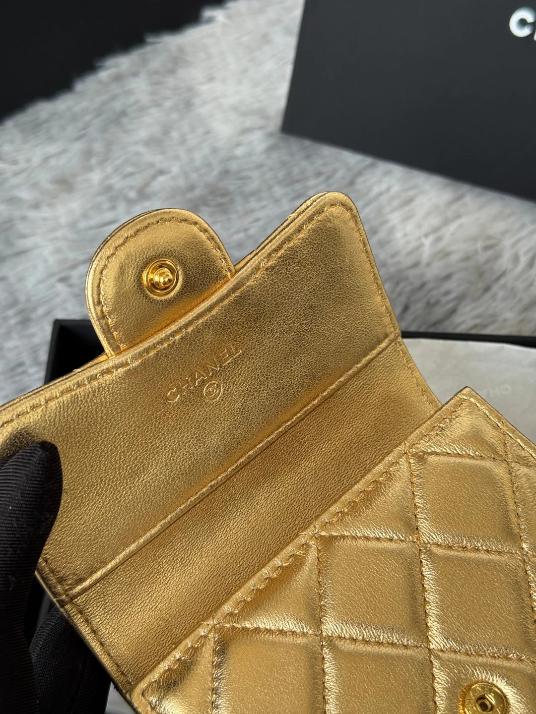 CHANEL 25S CF SMALL TRI FOLD WALLET 11 IN GOLD CAVIAR GOLD HARDWARE