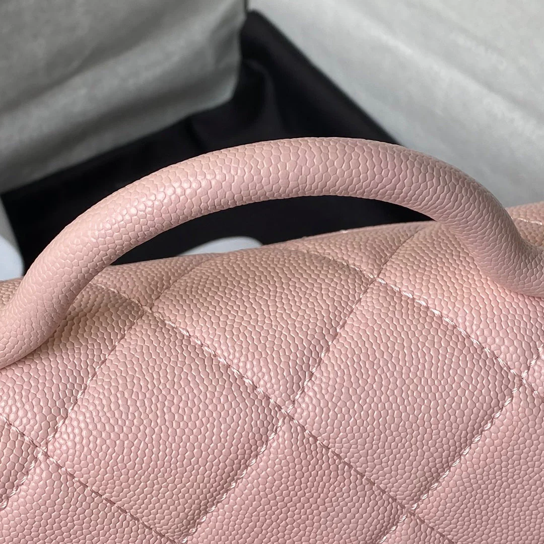 CHANEL 25S FLAP BAG 18 CM IN LIGHT PINK GRAINED LAMBSKIN WITH TOP HANDLE