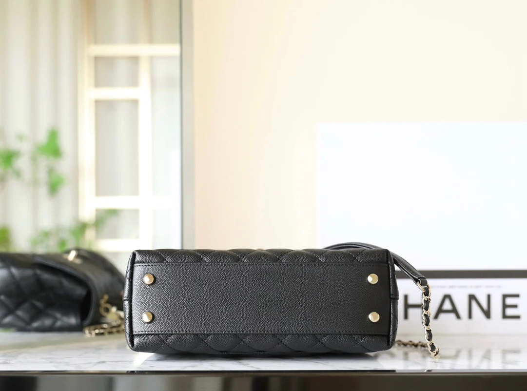 CHANEL 25S FLAP BAG 24 CM IN BLACK LAMBSKIN WITH GOLD HARDWARE