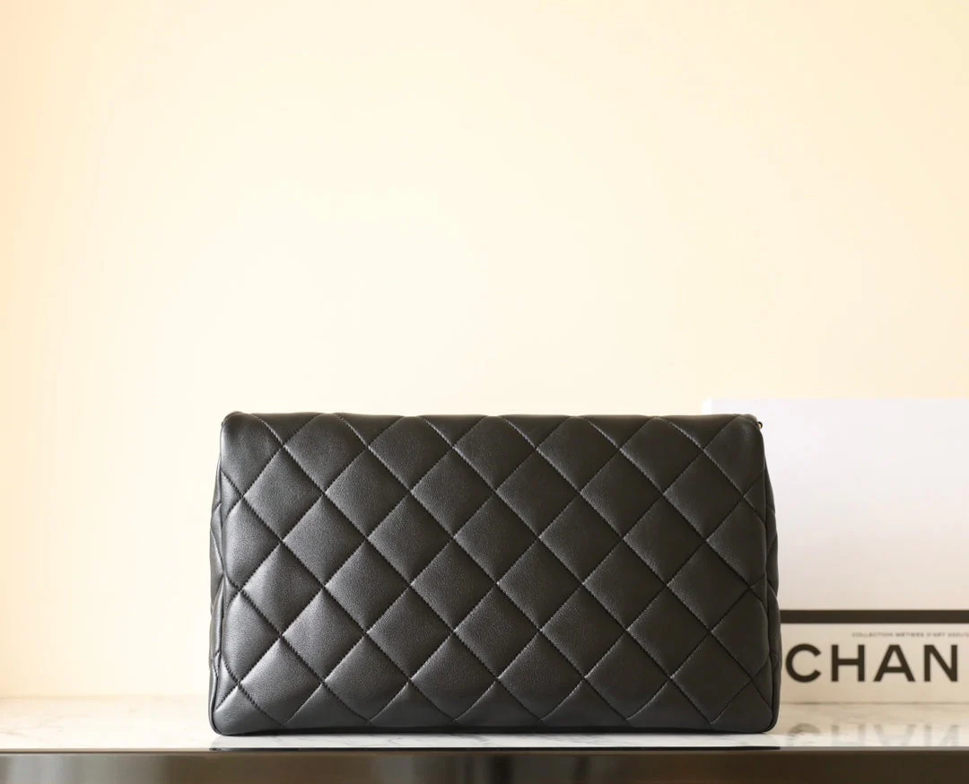 CHANEL 25S TOTE 36 CM IN BLACK LAMBSKIN WITH GOLD HARDWARE
