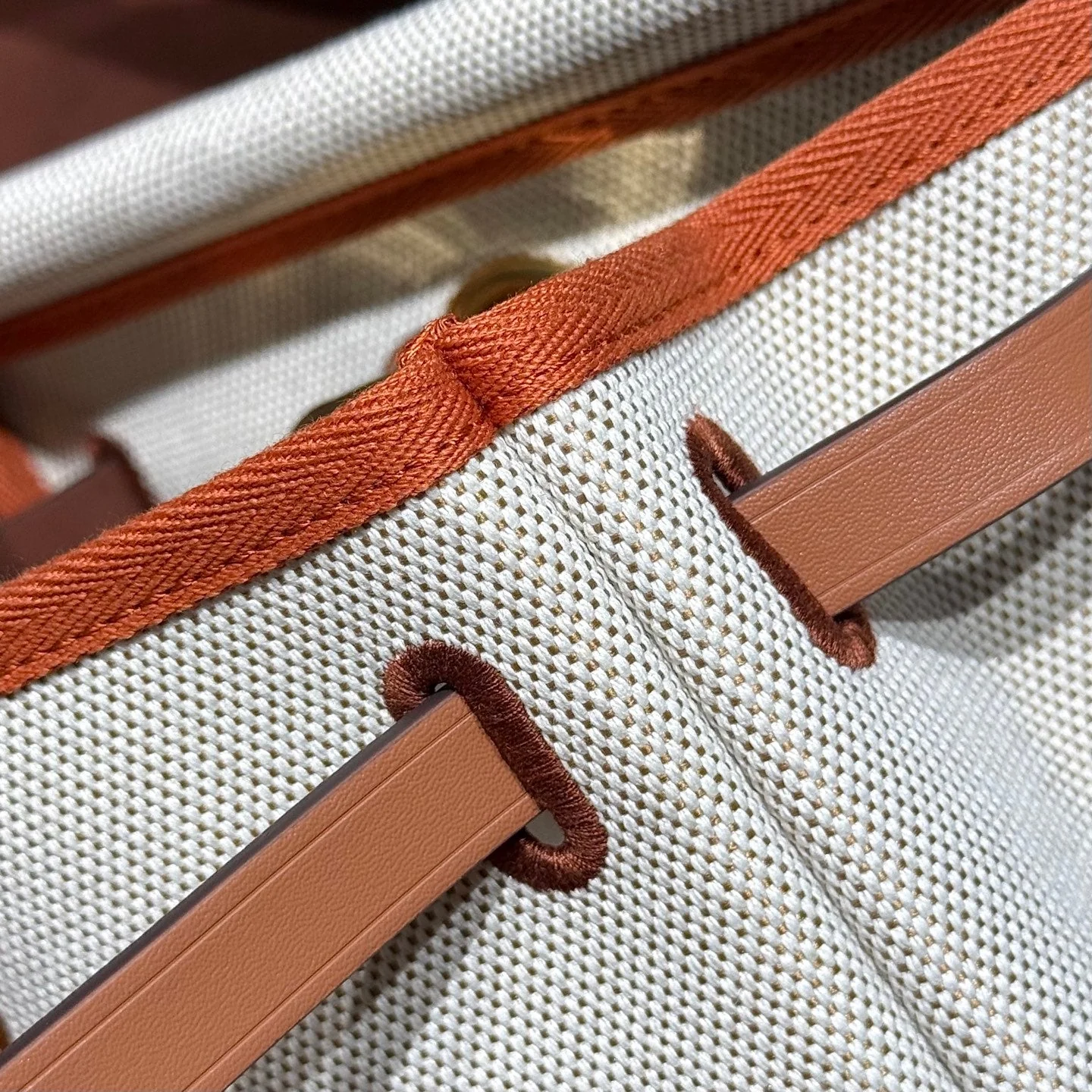 HERMES 25S MINI HERBAG 20 IN BEIGE AND BROWN CANVAS GOLD HARDWARE