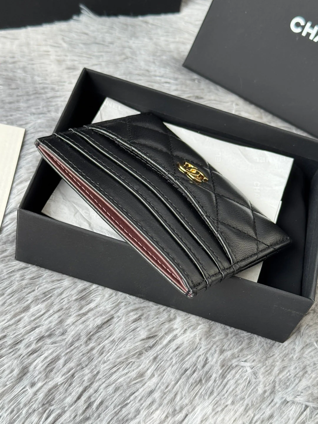 CHANEL 25S CARD HOLDER 11 IN BLACK LAMBSKIN GOLD HARDWARE