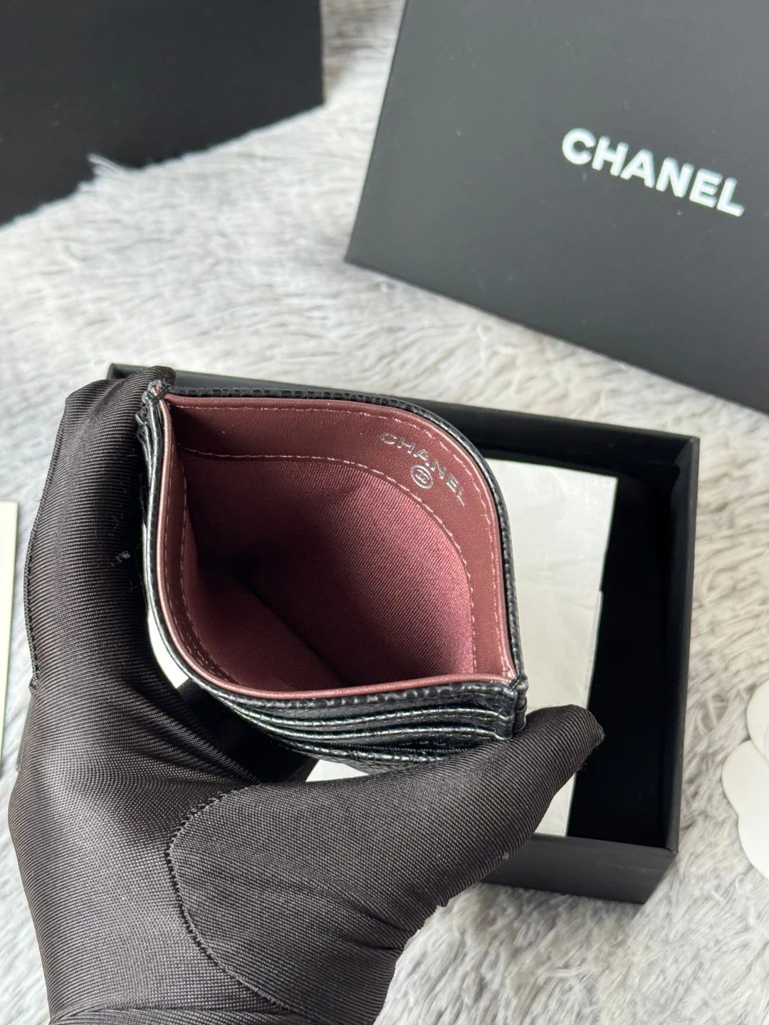 CHANEL 25S CARD HOLDER 11 IN BLACK CAVIAR SILVER HARDWARE