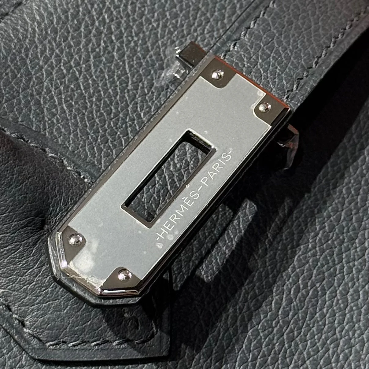 HERMES 25S SHOULDER BIRKIN 29 IN HAZE GRAY CALFSKIN SILVER HARDWARE