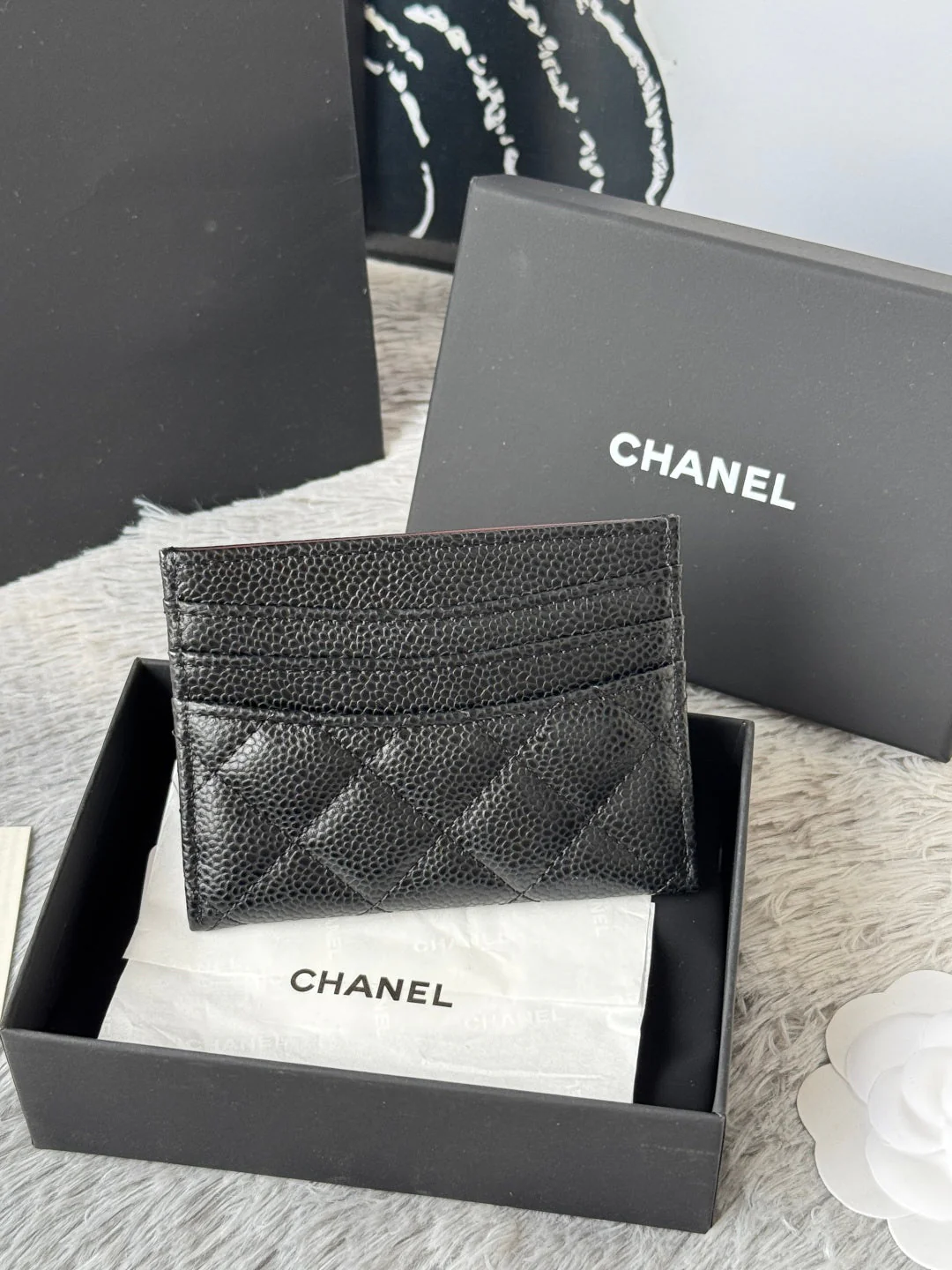 CHANEL 25S CARD HOLDER 11 IN BLACK CAVIAR GOLD HARDWARE