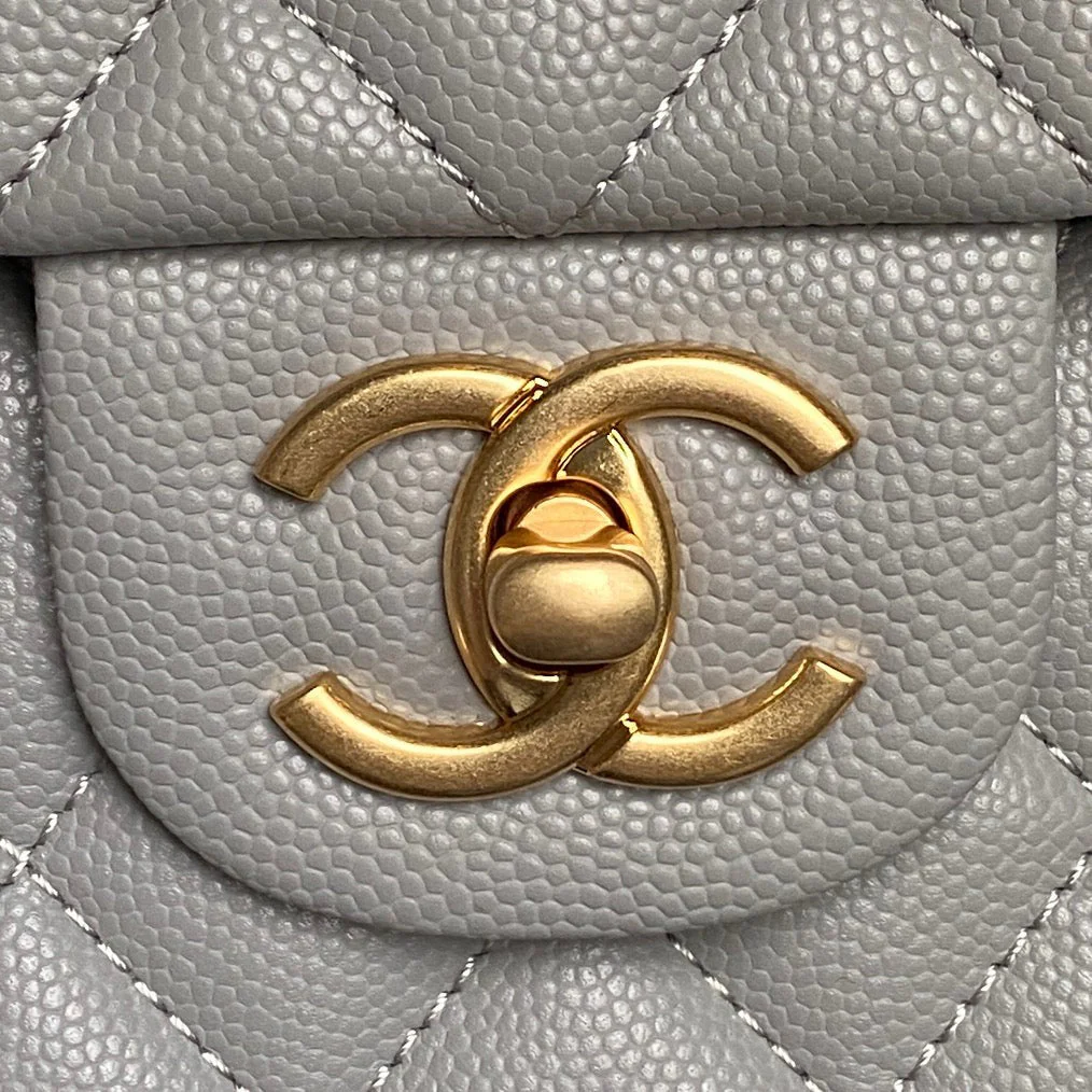 CHANEL 25S FLAP BAG 22 IN CHARCOAL GRAY CALFSKIN GOLD HARDWARE