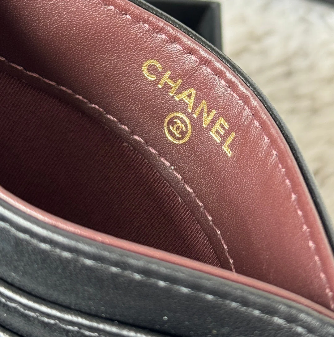 CHANEL 25S CARD HOLDER 11 IN BLACK LAMBSKIN GOLD HARDWARE