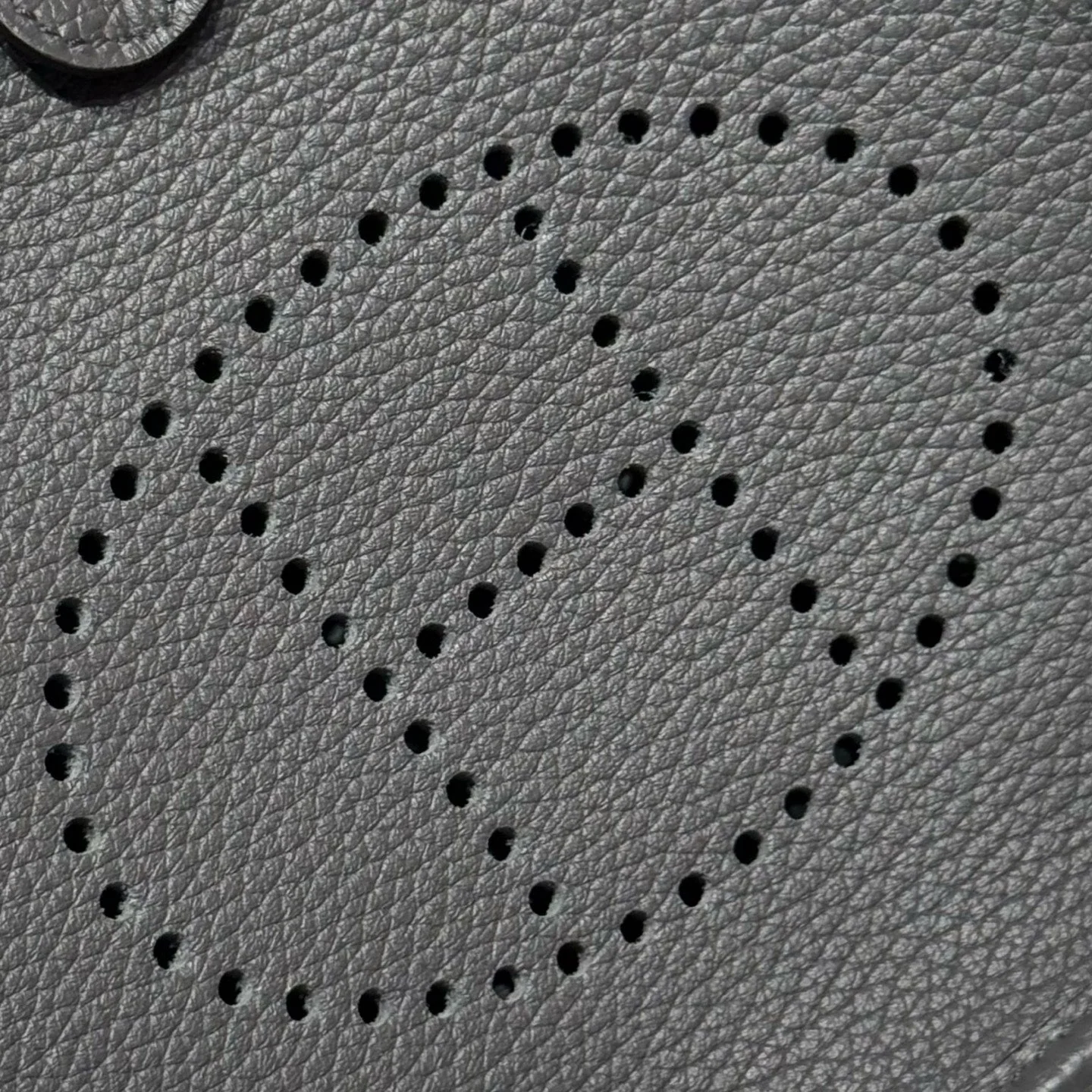 HERMES 25S MINI EVELYNE 18 IN CHARCOAL GRAY PATTERNED STRAP CALFSKIN SILVER HARDWARE
