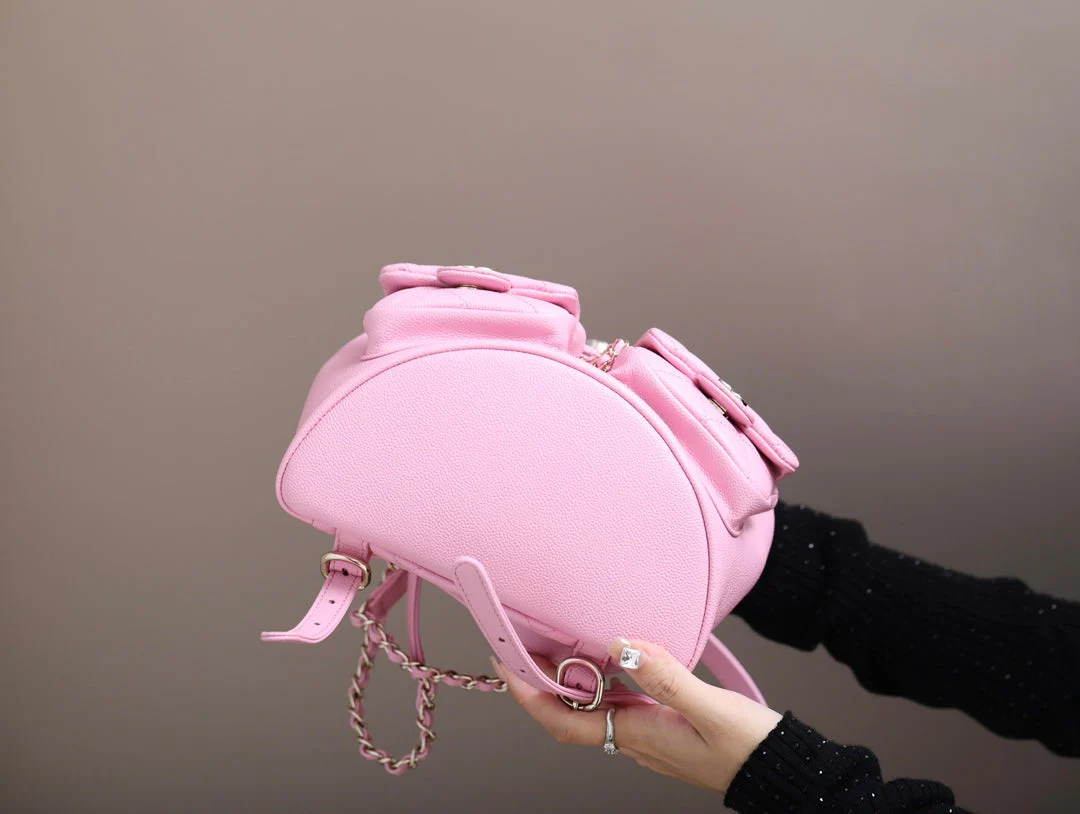 CHANEL 25S BACKPACK 21 CM IN LIGHT PINK LAMBSKIN