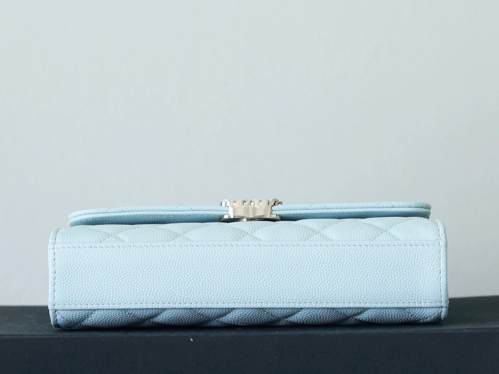CHANEL 25S KELLY IN PASTEL BLUE LAMBSKIN WITH SILVER HARDWARE