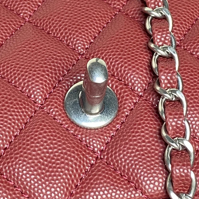 CHANEL 25S FLAP BAG 19 IN BURGUNDY CALFSKIN SILVER HARDWARE