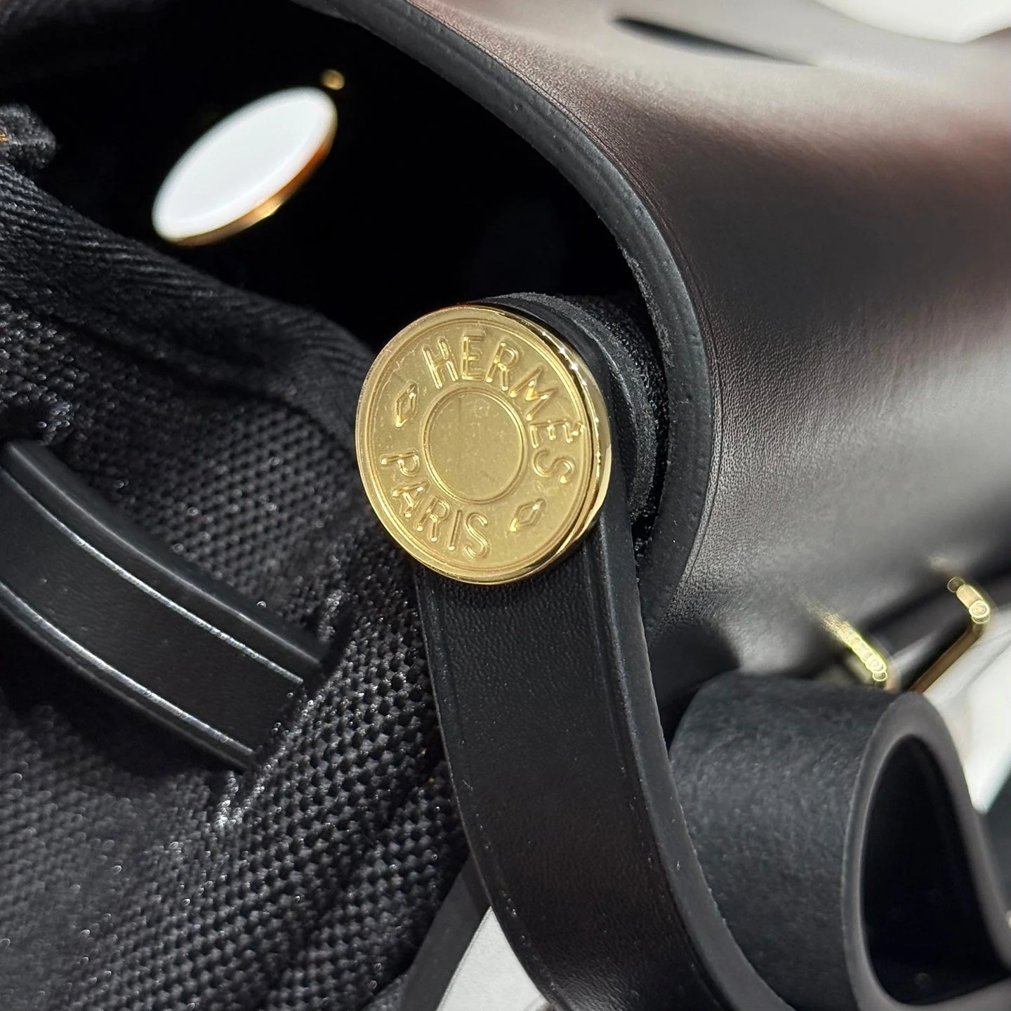 HERMES 25S MINI HERBAG 20 IN FULL BLACK CANVAS GOLD HARDWARE