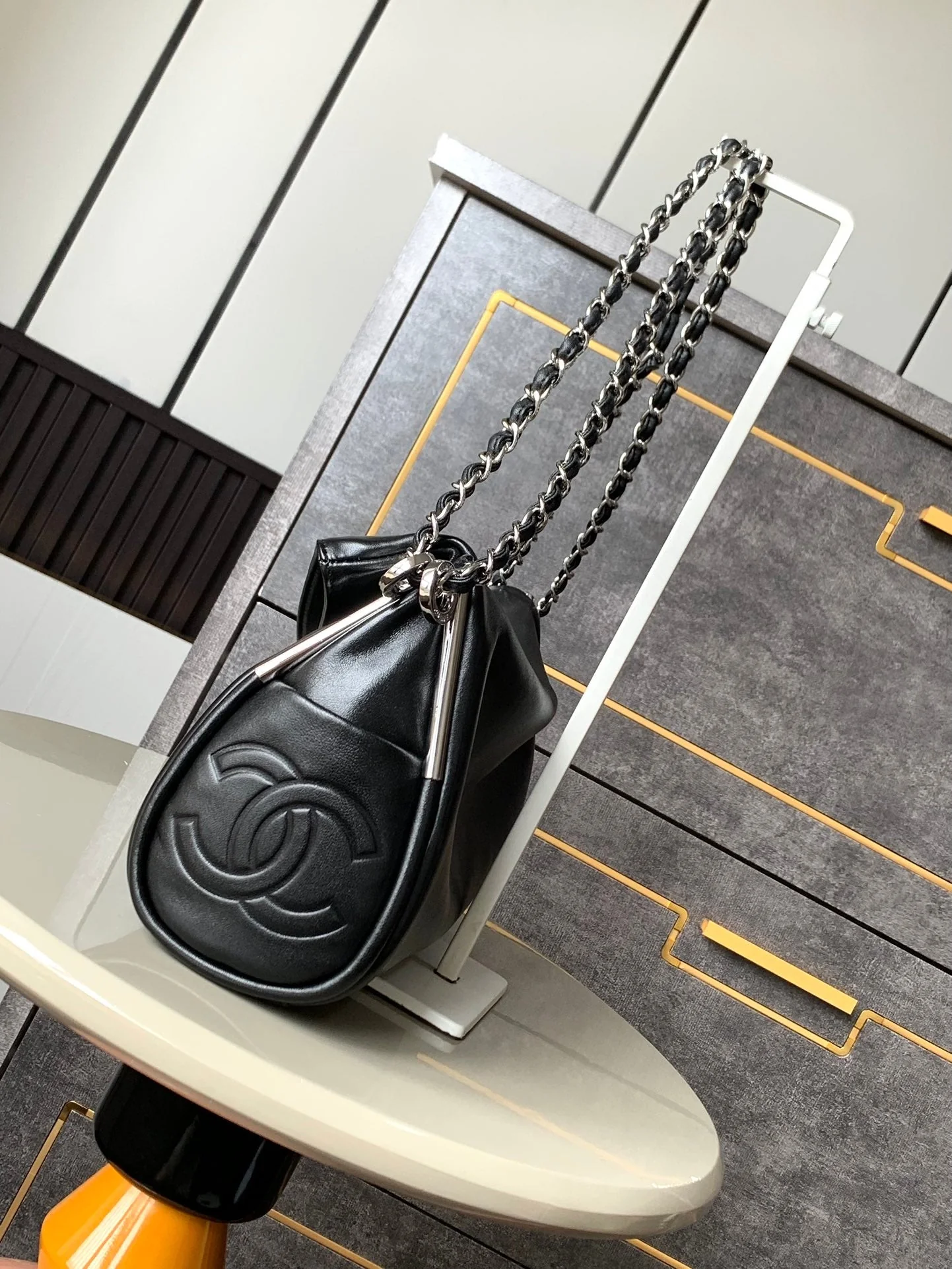 CHANEL 25S HOBO BAG 30 CM IN BLACK SMOOTH CALFSKIN