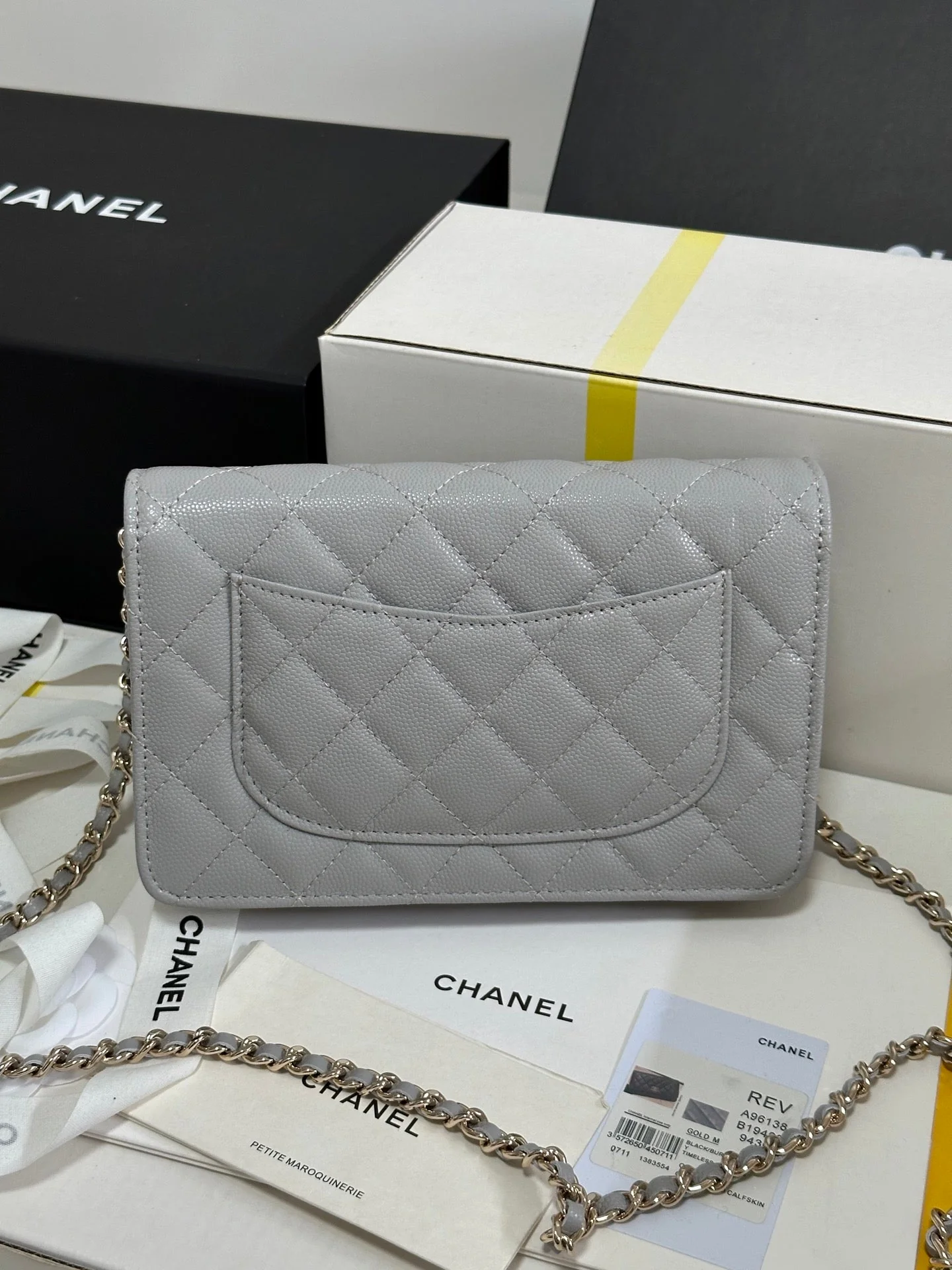 STRASS WOC ENTRUPY BAG 19 IN SPANISH GREY CALFSKIN GOLD HARDWARE