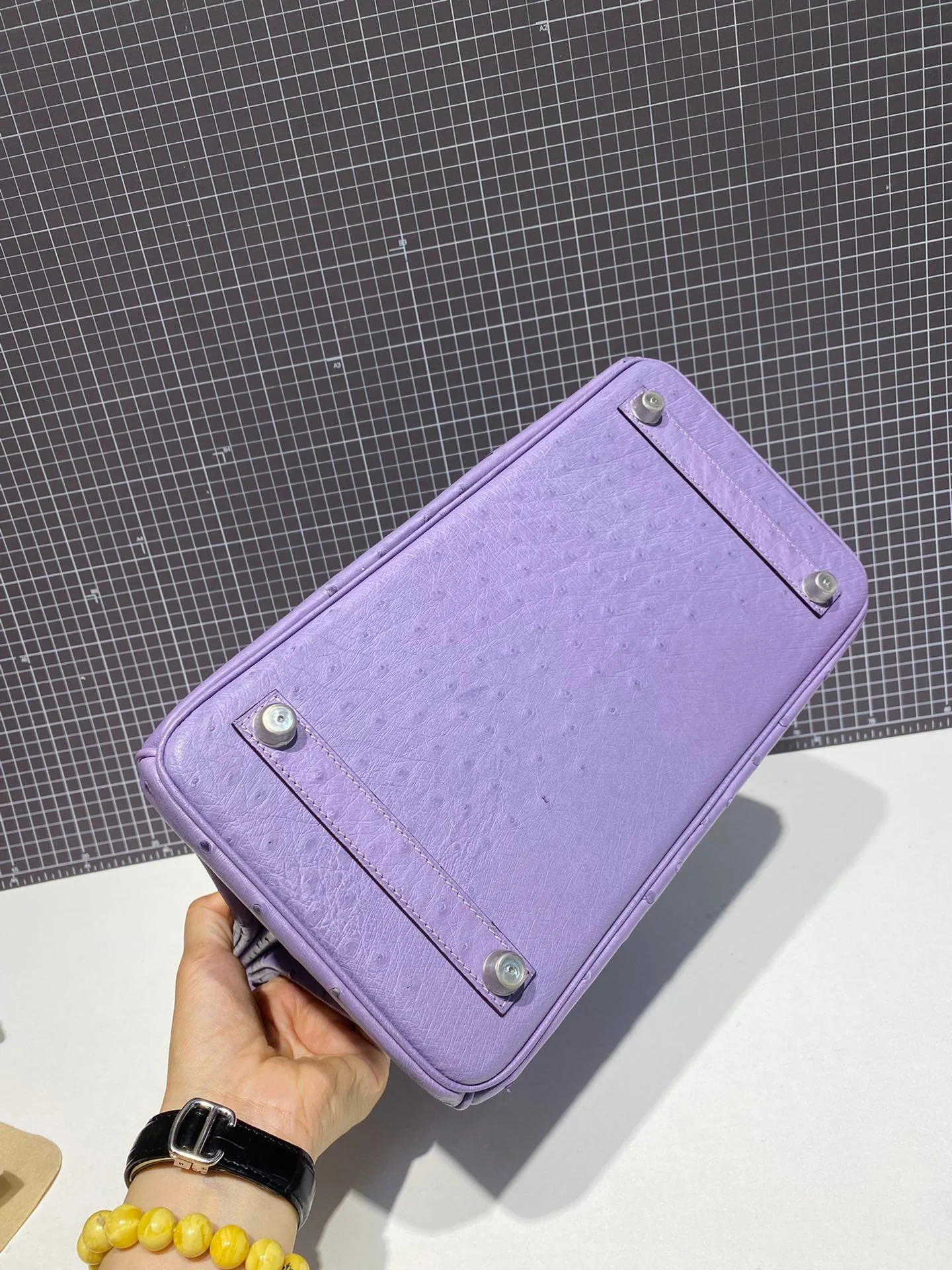 HM BIRKIN 30CM PURPLE OSTRICH LEATHER SILVER HARDWARE